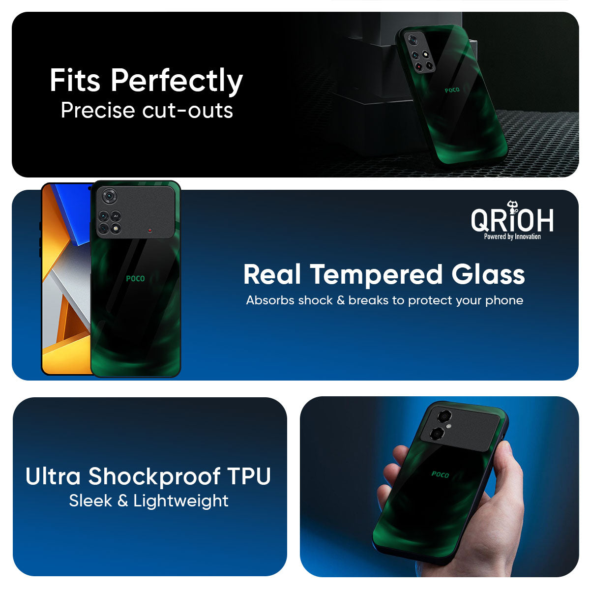 Green Well Glass Case for Poco F6 5G