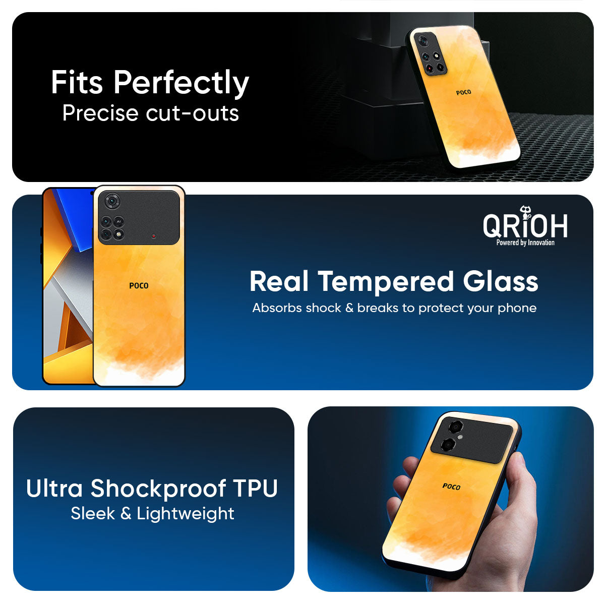 Rustic Orange Glass Case for Poco F6 5G
