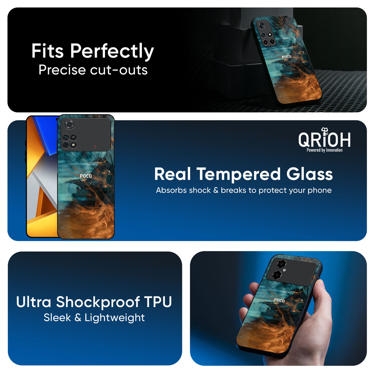 Golden Splash Glass Case for Poco X7 5G
