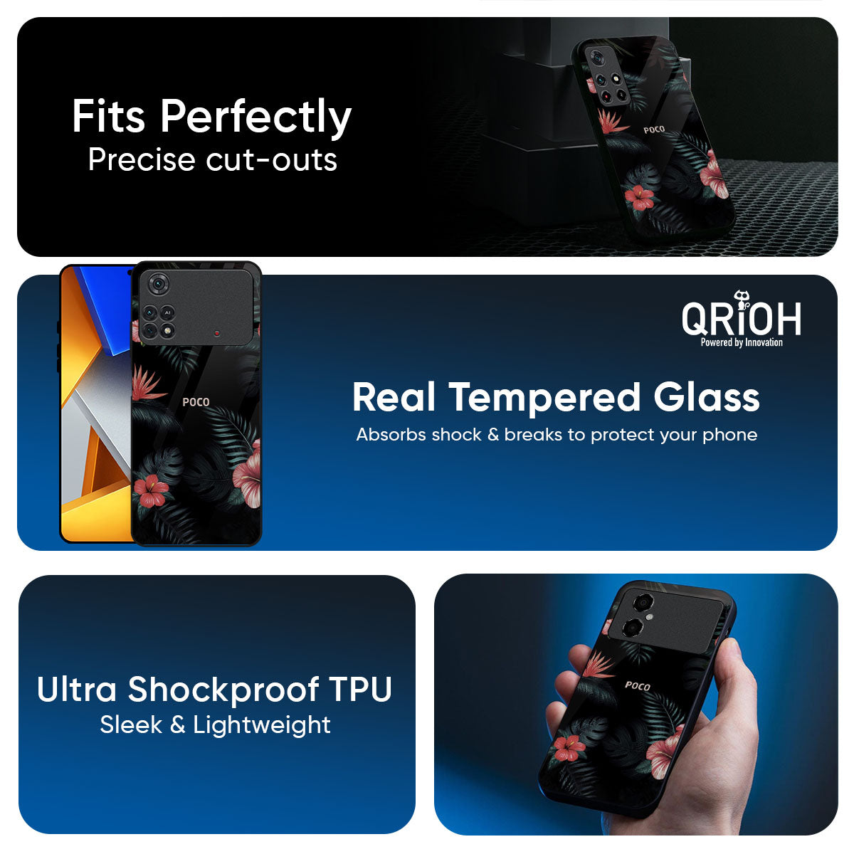 Tropical Art Flower Glass Case for Poco F7 5G