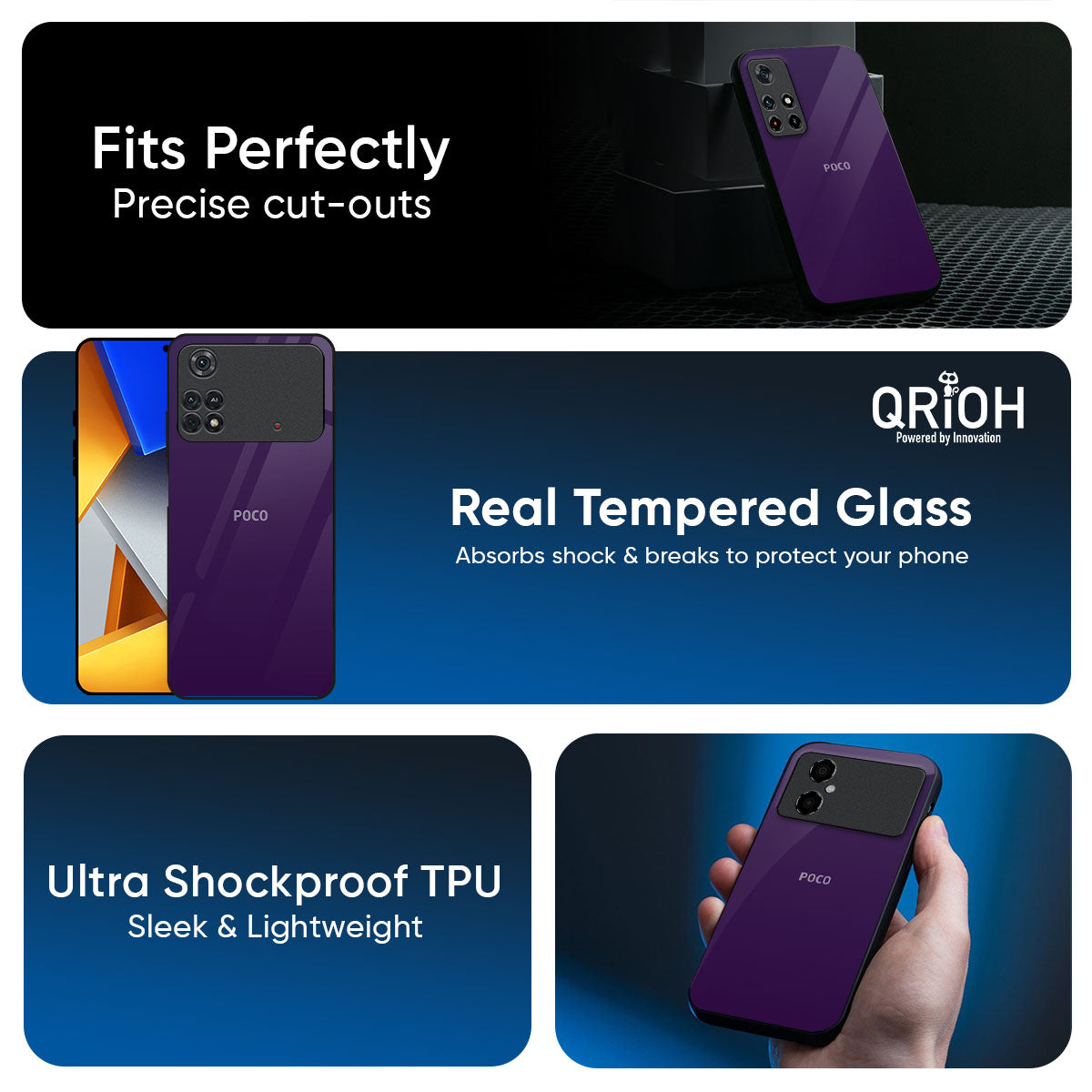 Dark Purple Glass Case for Poco X8 Pro max 5G