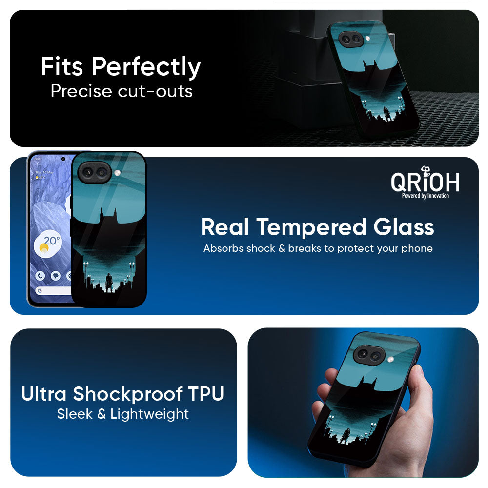 Cyan Bat Glass Case for Google Pixel 10A 5G