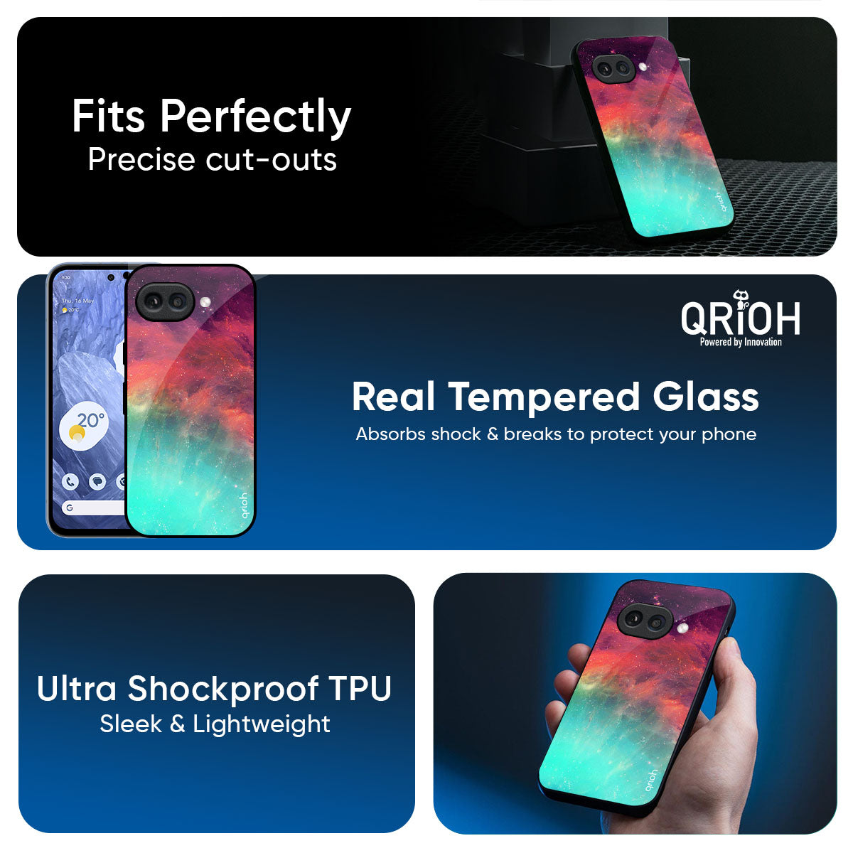 Colorful Aura Glass Case for Google Pixel 9A