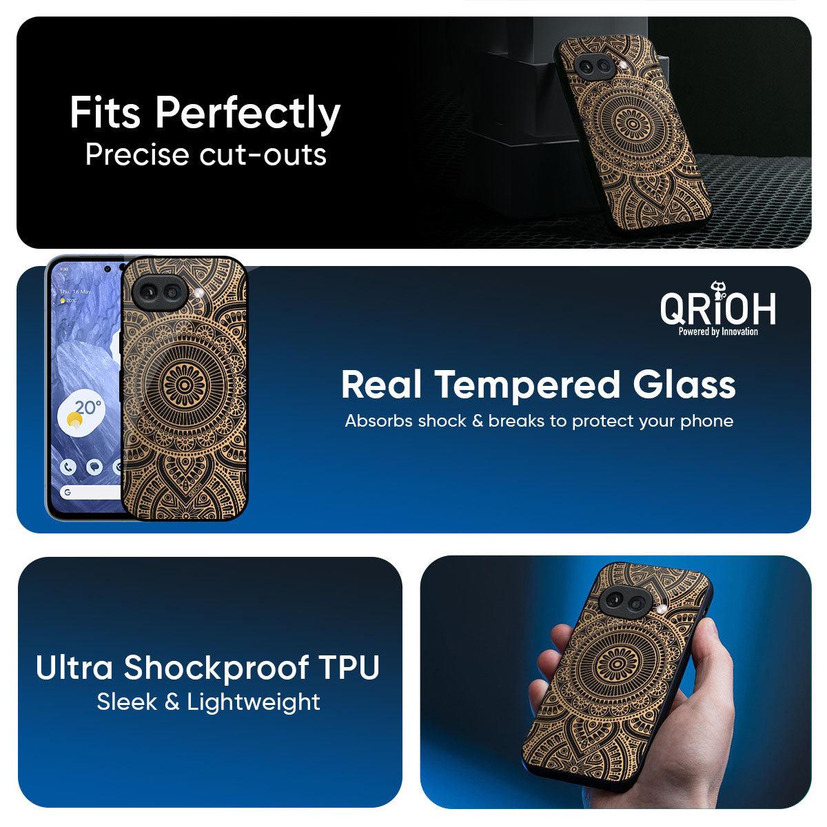 Luxury Mandala Glass Case for Google Pixel 9A