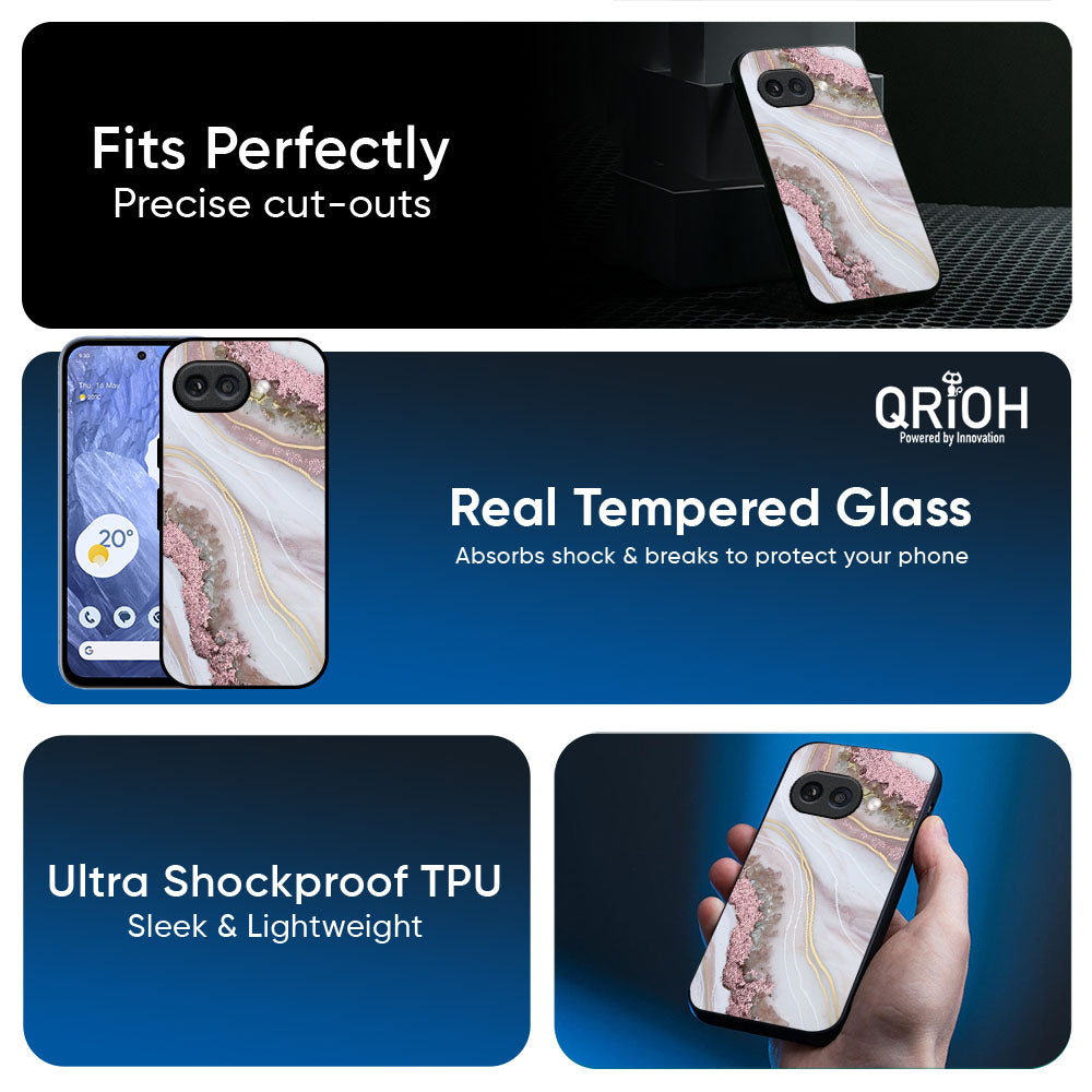 Pink & Gold Gllitter Marble Glass Case for Google Pixel 10A 5G