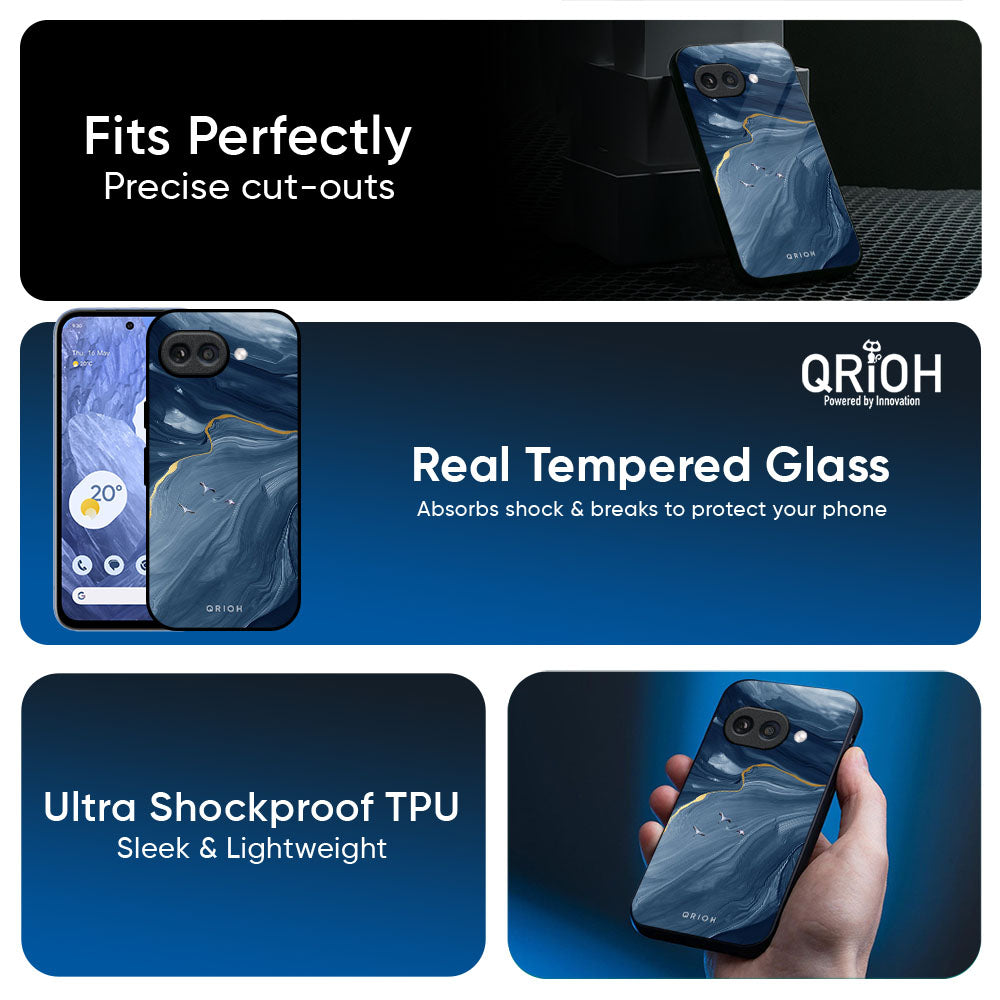 Deep Ocean Marble Glass Case for Google Pixel 10A 5G