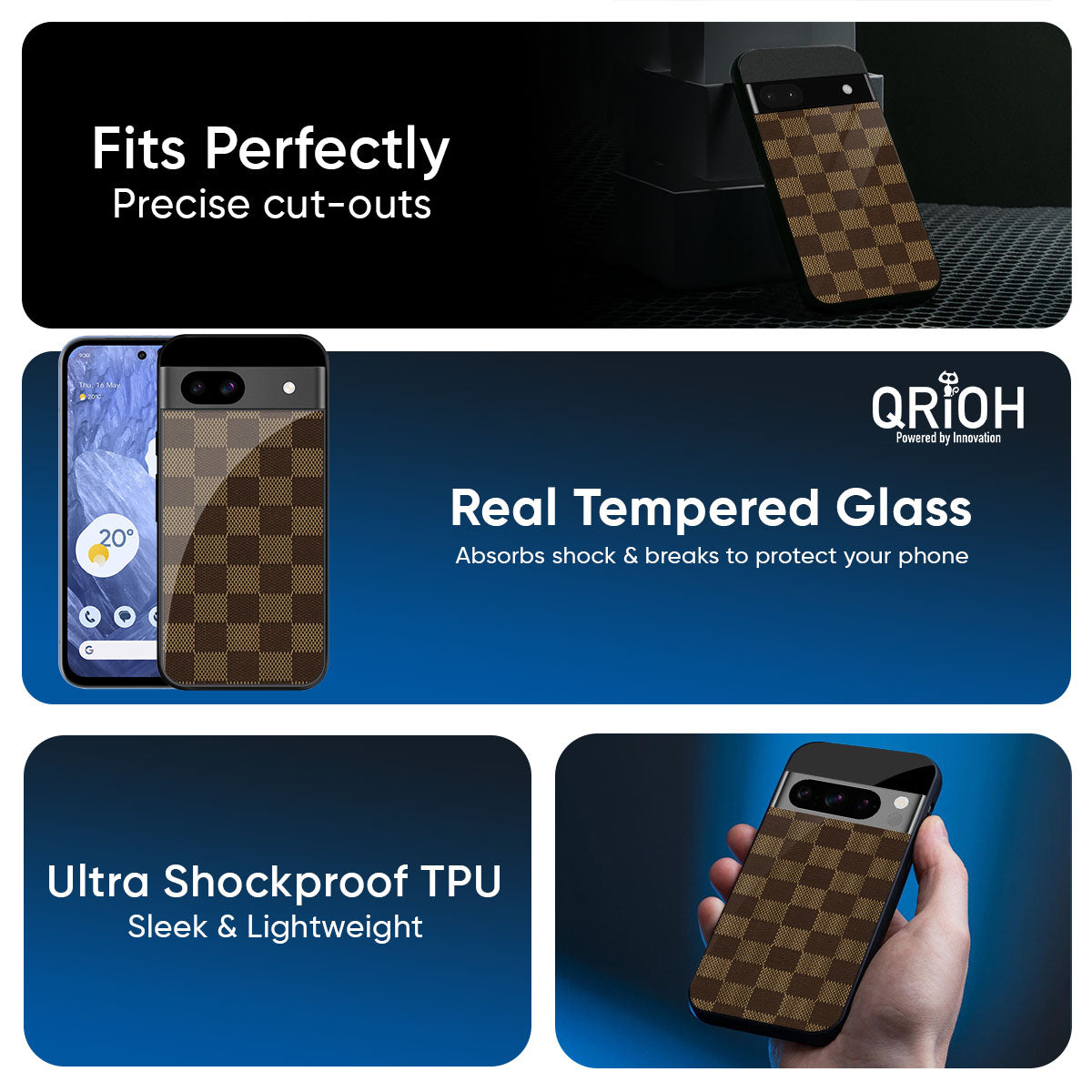 Brown Block Glass Case for Google Pixel 9