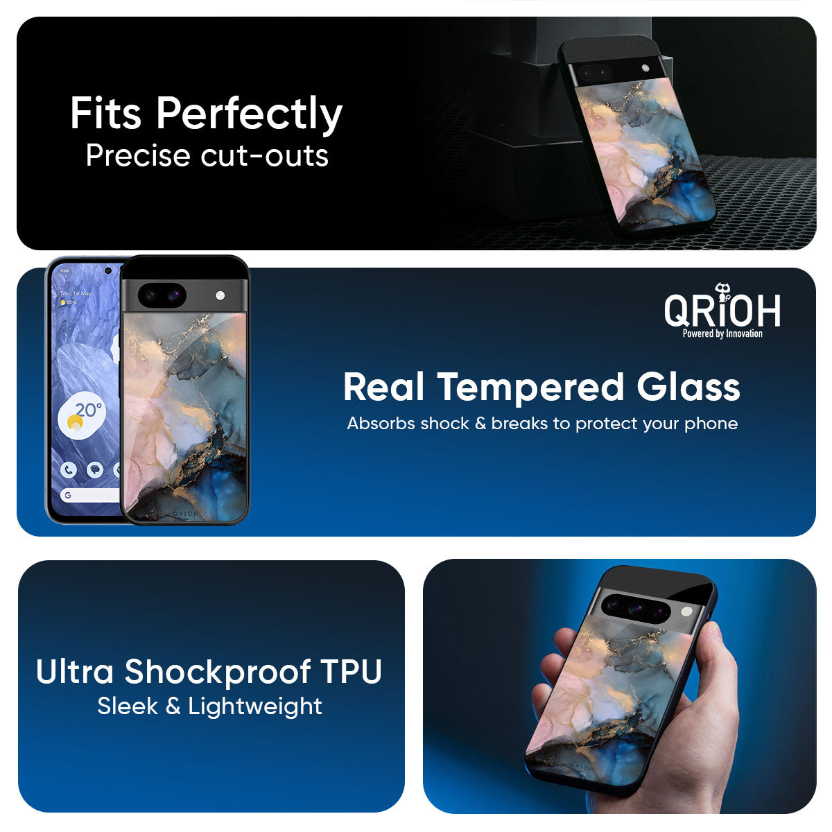 Marble Ink Abstract Glass Case for Google Pixel 9 Pro