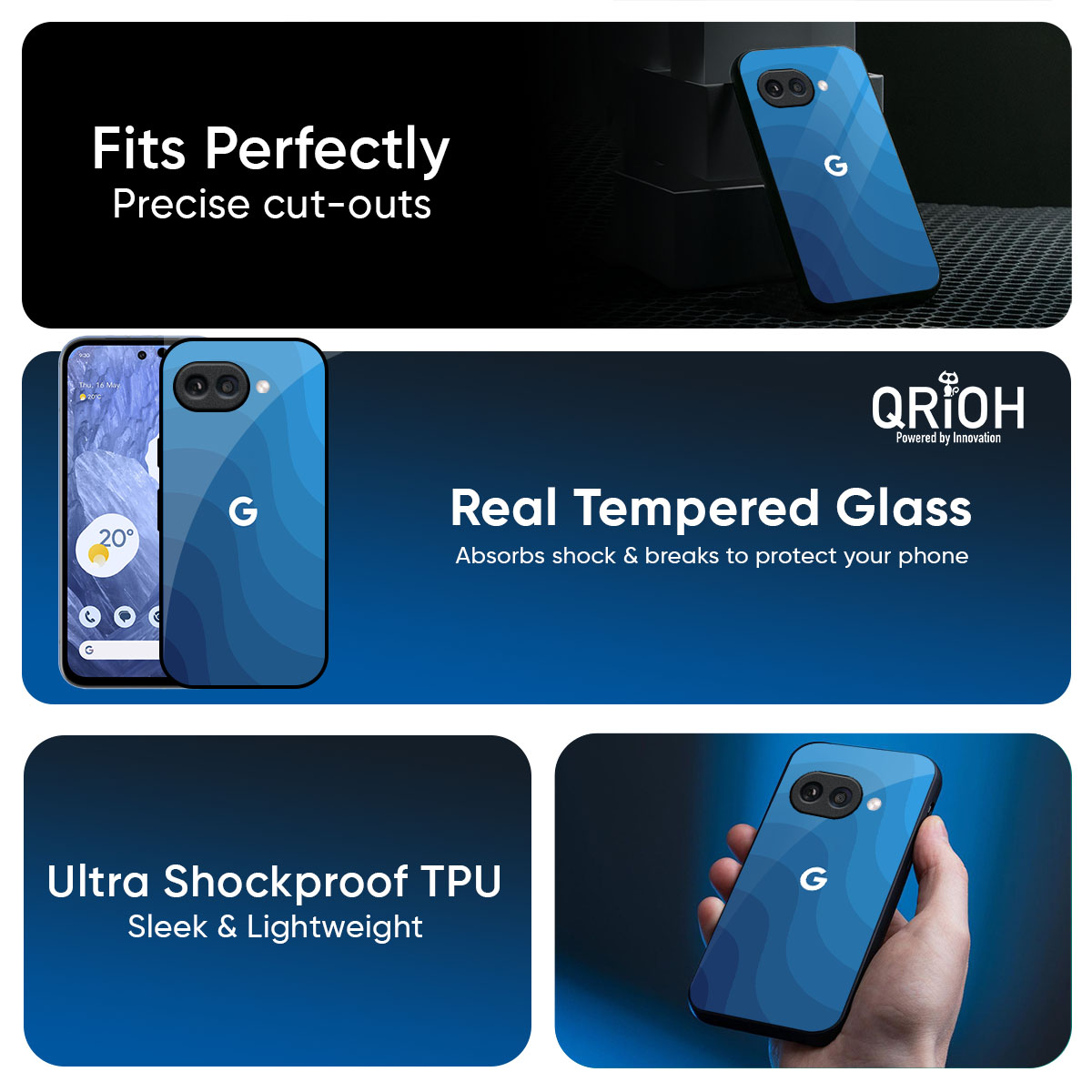 Blue Wave Abstract Glass Case for Google Pixel 10A 5G