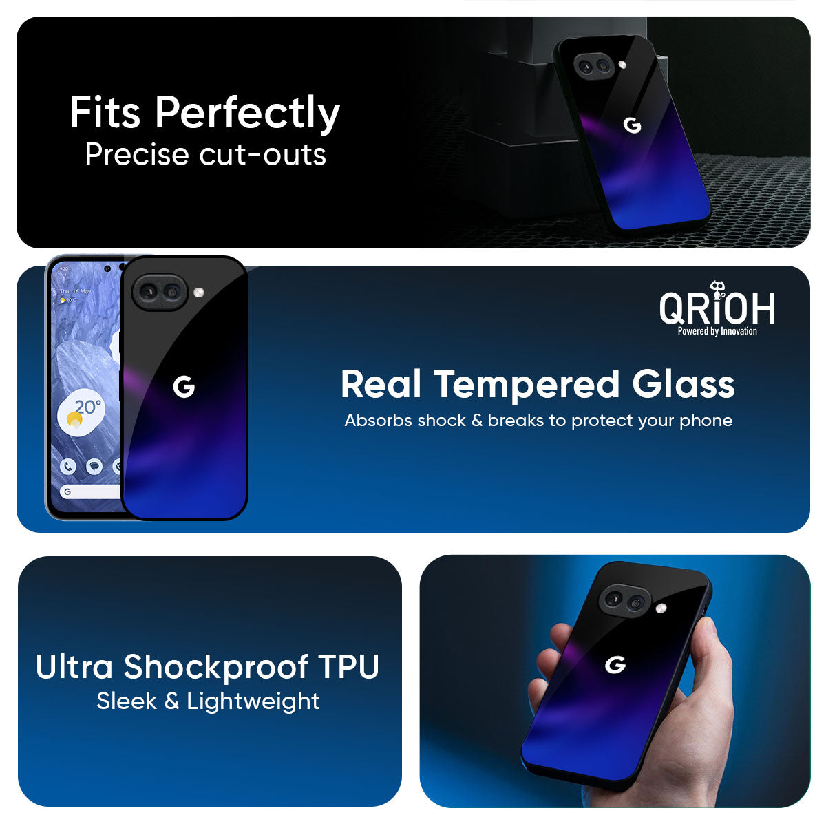 Black Onyx Glass Case for Google Pixel 9A
