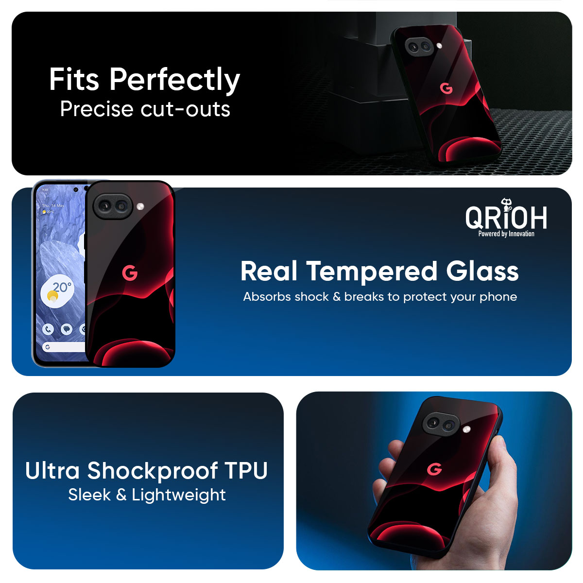 Red Thunder Glass Case for Google Pixel 10A 5G