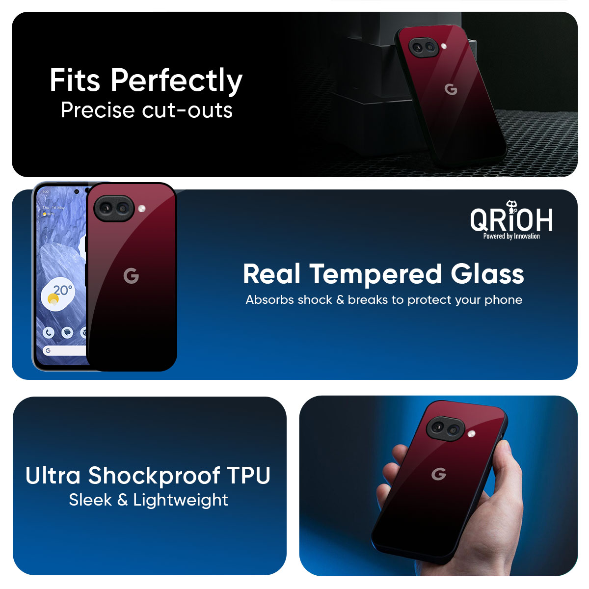 Wine Red Glass Case For Google Pixel 10A 5G