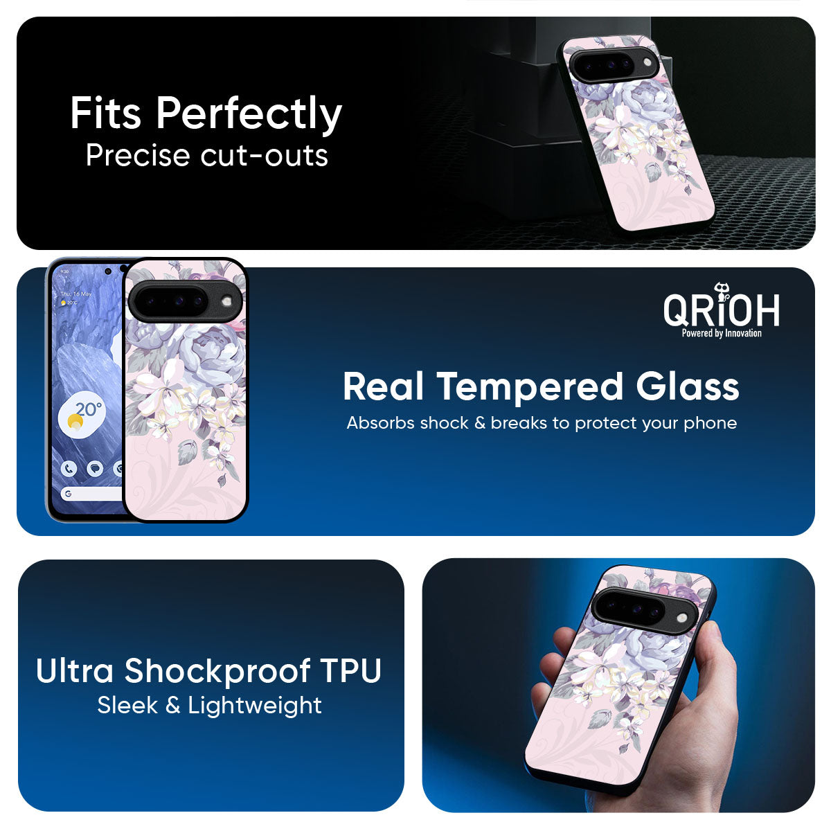 Elegant Floral Glass Case for Google Pixel 10 Pro XL 5G