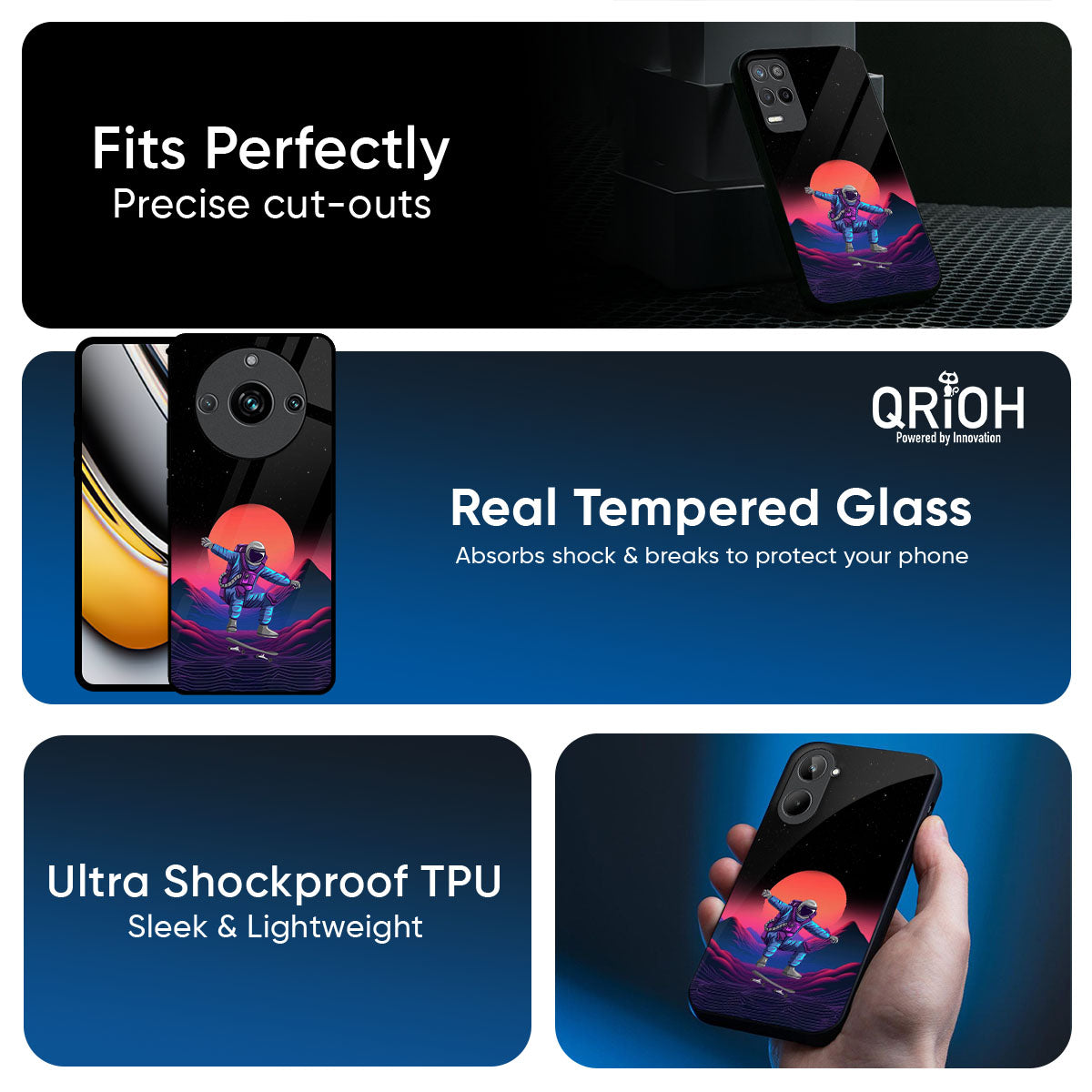 Retro Astronaut Glass Case for Realme 14 5G