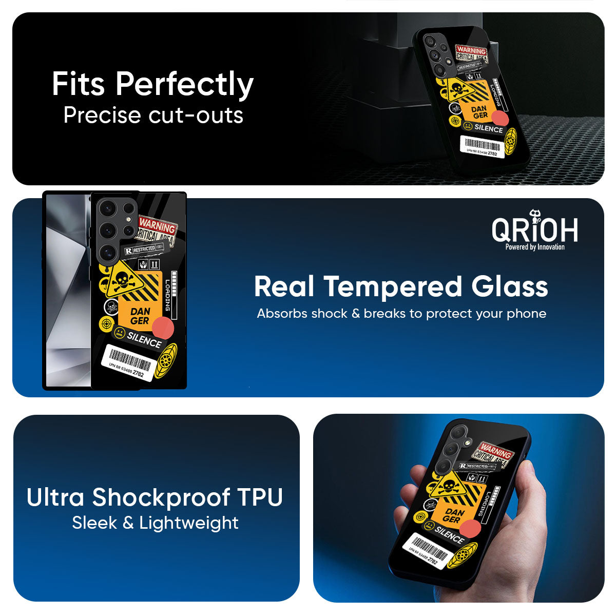 Danger Signs Glass Case for Samsung Galaxy M56 5G