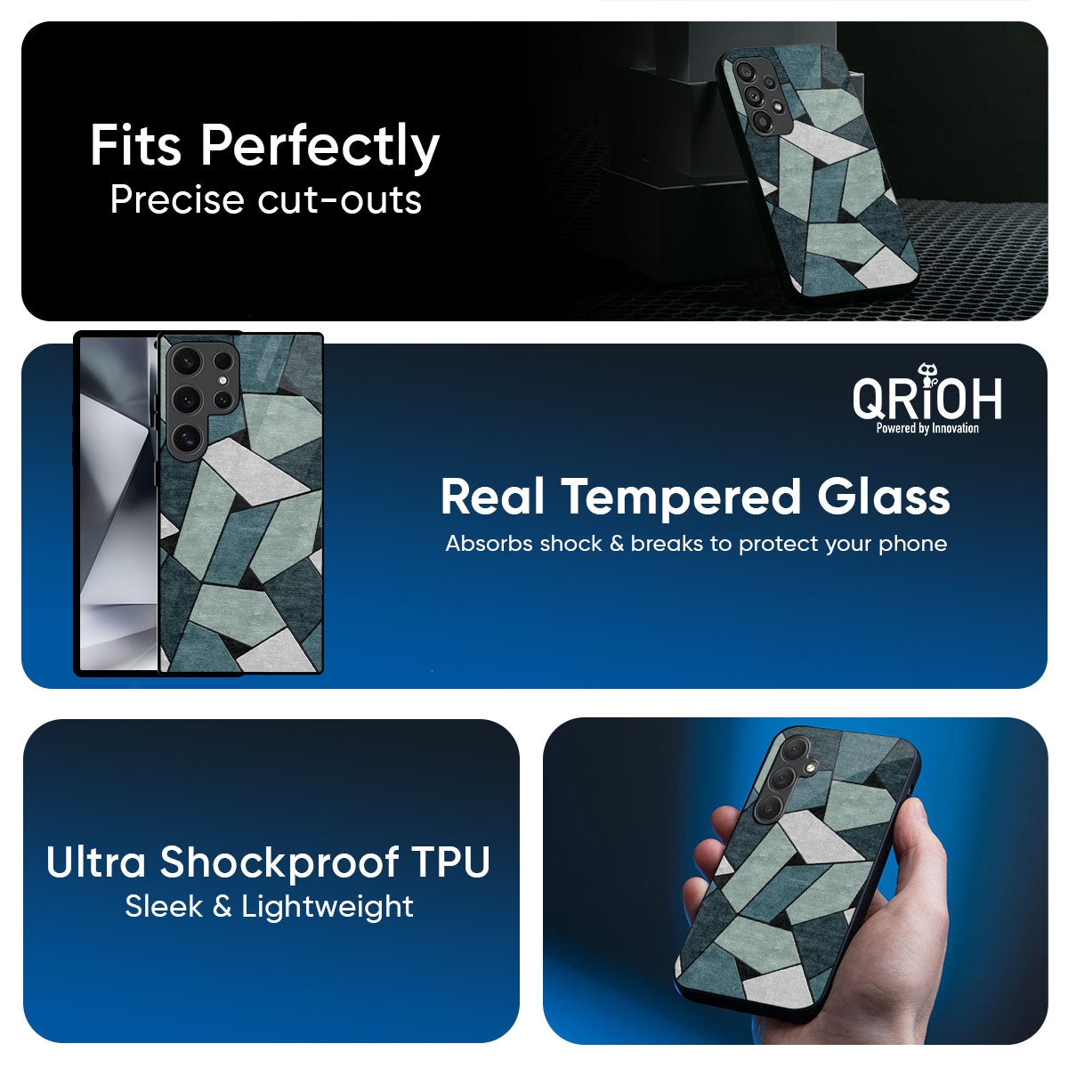 Abstact Tiles Glass Case for Samsung Galaxy F17 5G