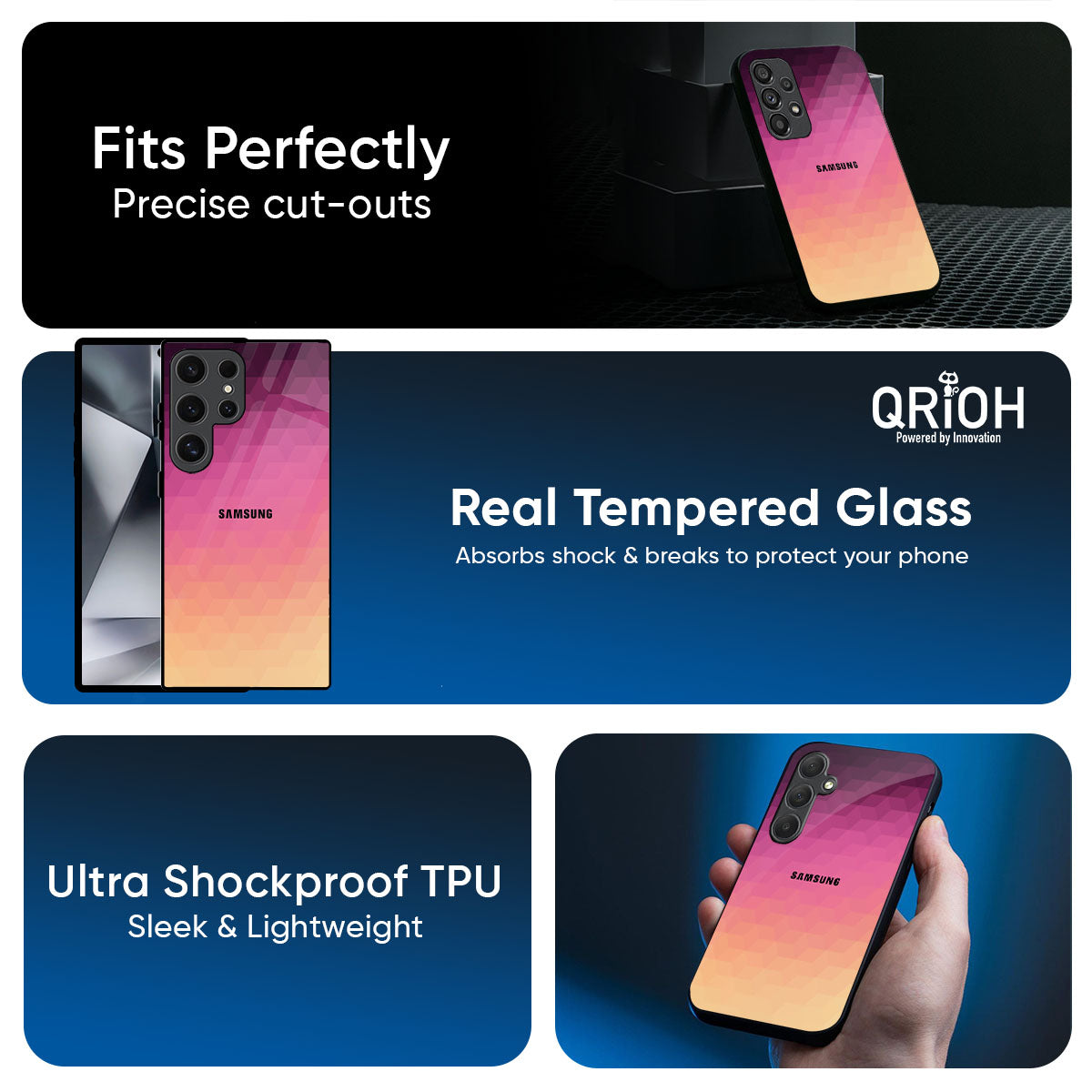 Geometric Pink Diamond Glass Case for Samsung Galaxy A57 5G