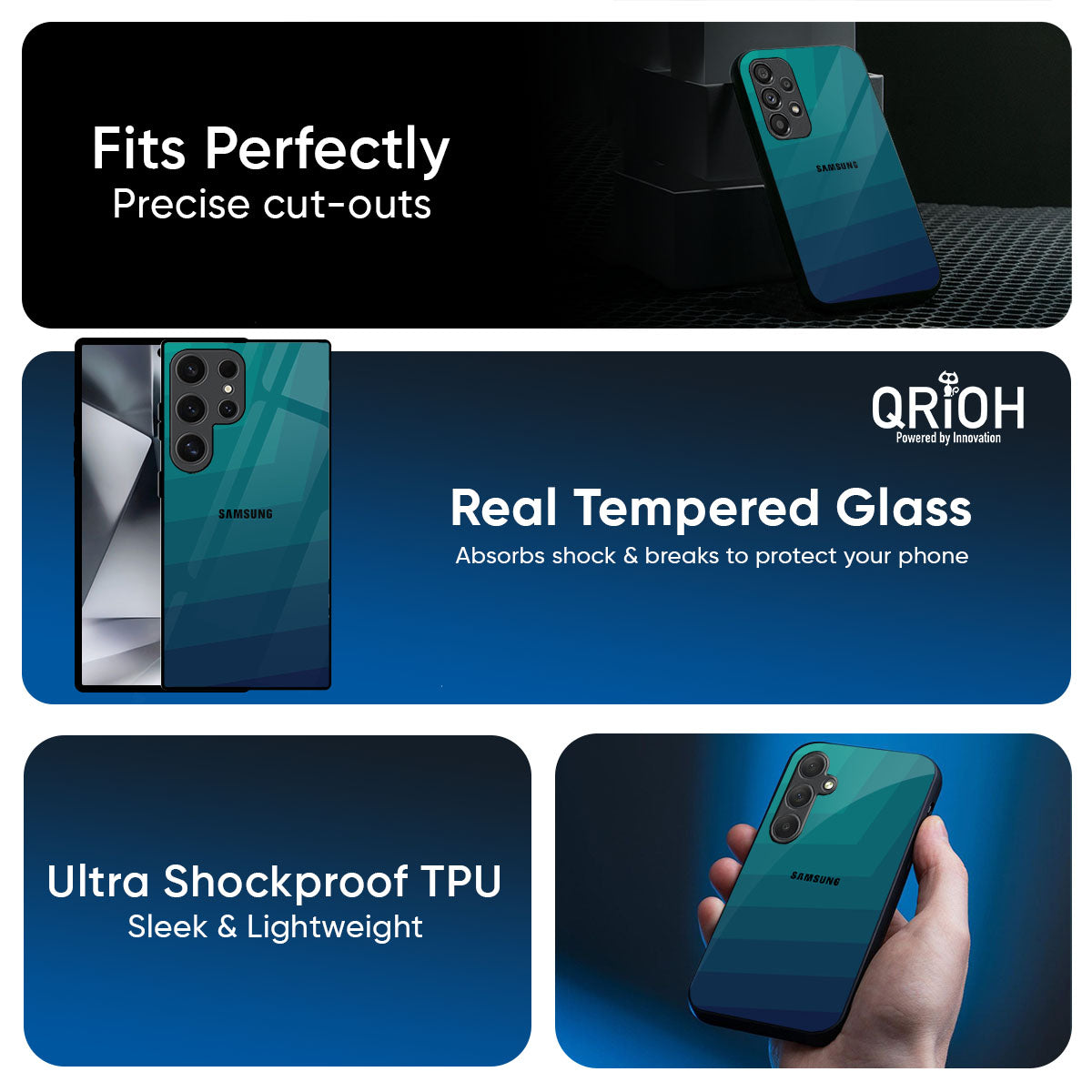Green Triangle Pattern Glass Case for Samsung Galaxy A57 5G