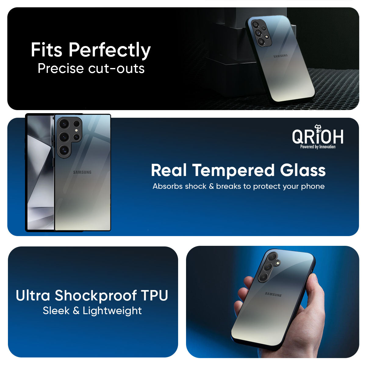 Tricolor Ombre Glass Case for Samsung Galaxy M56 5G
