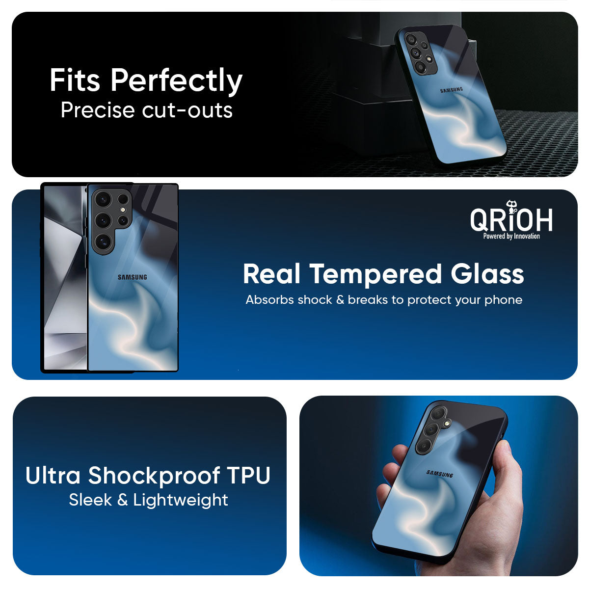 Blue Waves Glass Case for Samsung Galaxy M56 5G