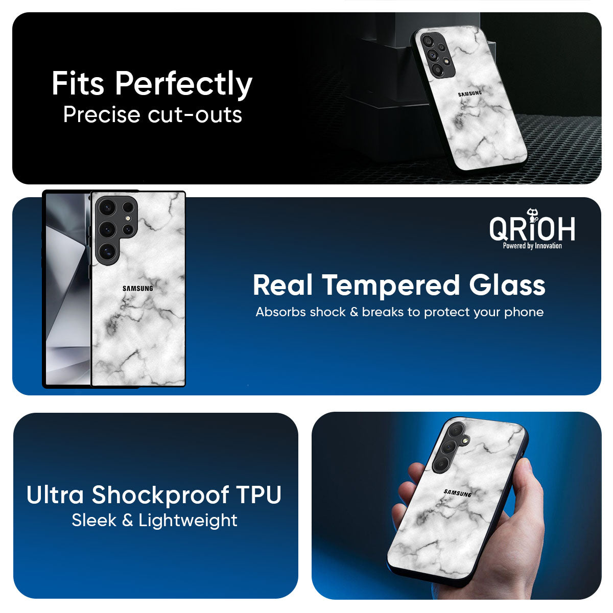 Satin White Marble Glass Case for Samsung Galaxy M56 5G