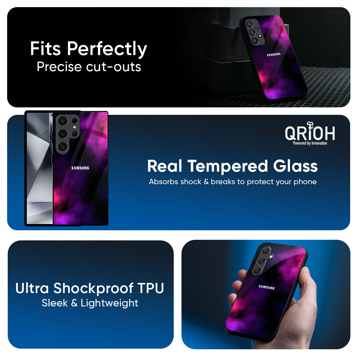 Pink Galaxy Glass Case for Samsung Galaxy M56 5G