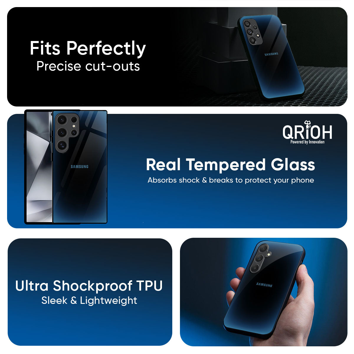 Blue Dynamic Glass Case for Samsung Galaxy M56 5G