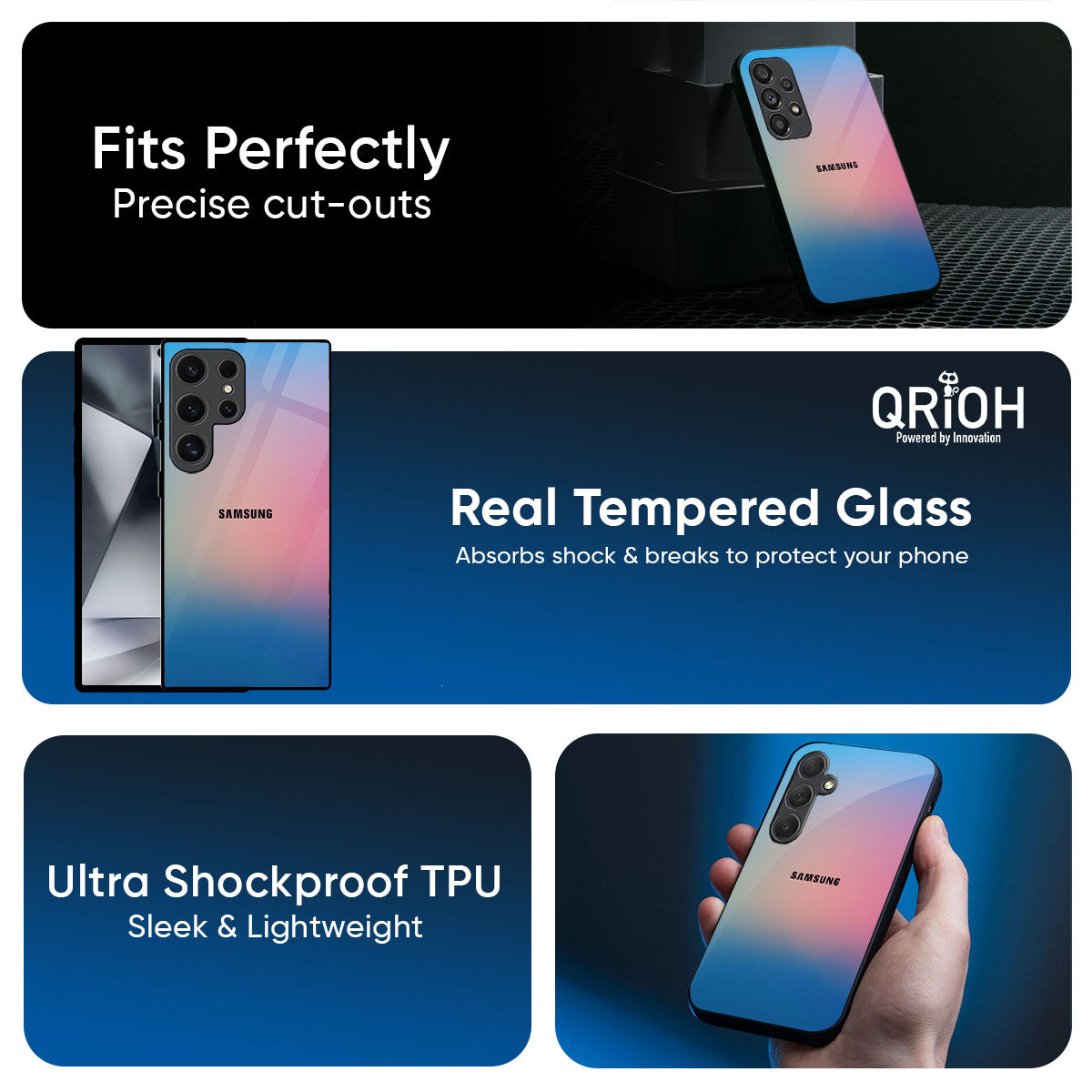 Blue & Pink Ombre Glass case for Samsung Galaxy A57 5G