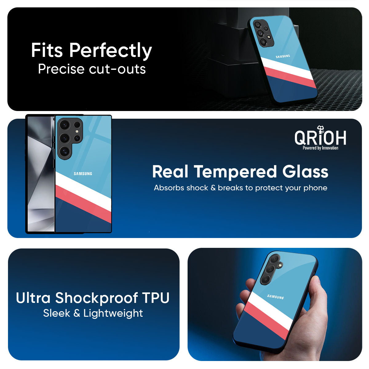Pink & White Stripes Glass Case For Samsung Galaxy A57 5G