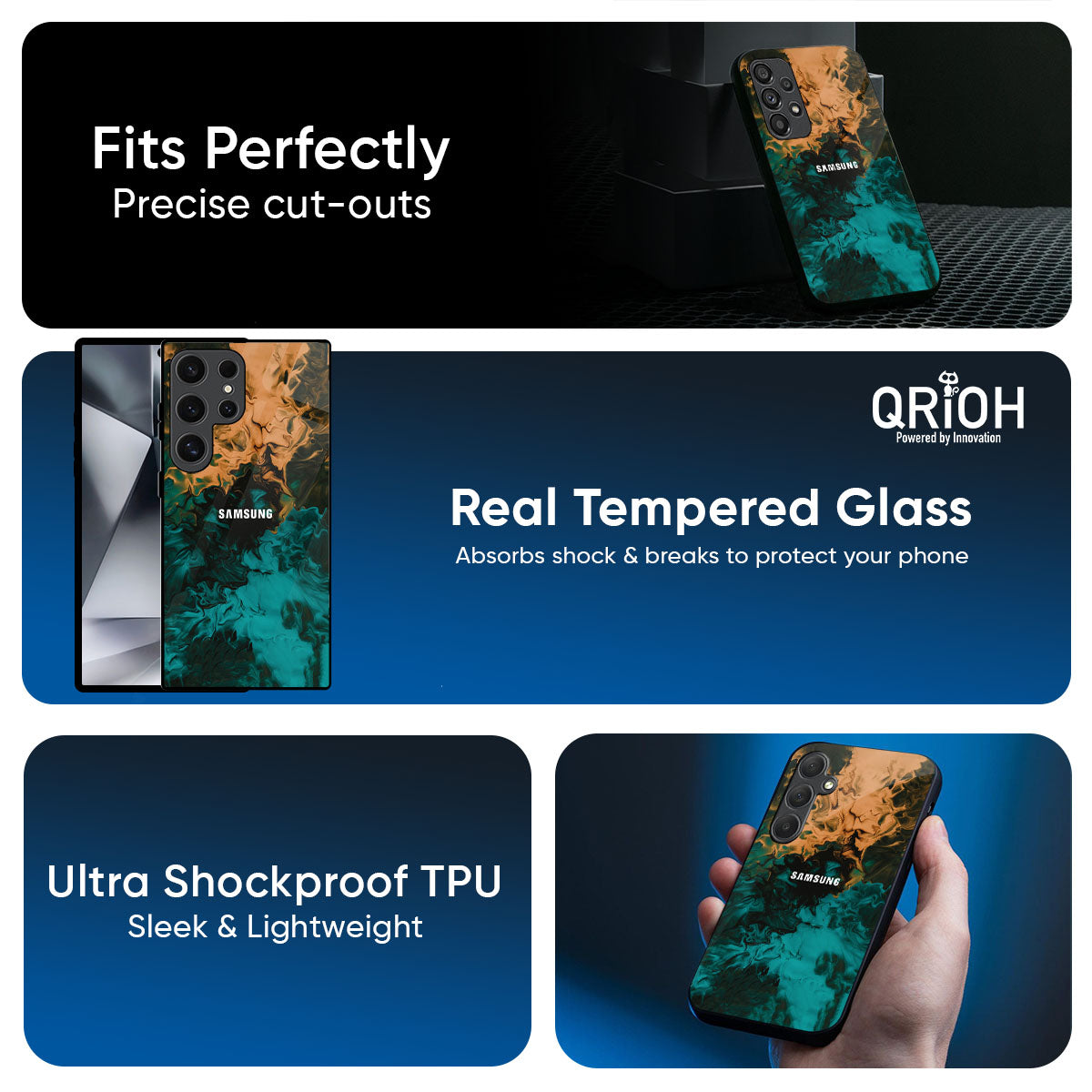 Watercolor Wave Glass Case for Samsung Galaxy A57 5G