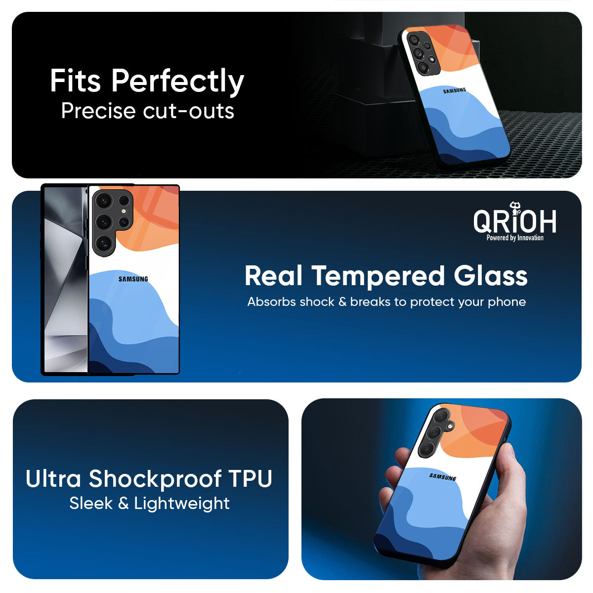Wavy Color Pattern Glass Case for Samsung Galaxy M56 5G