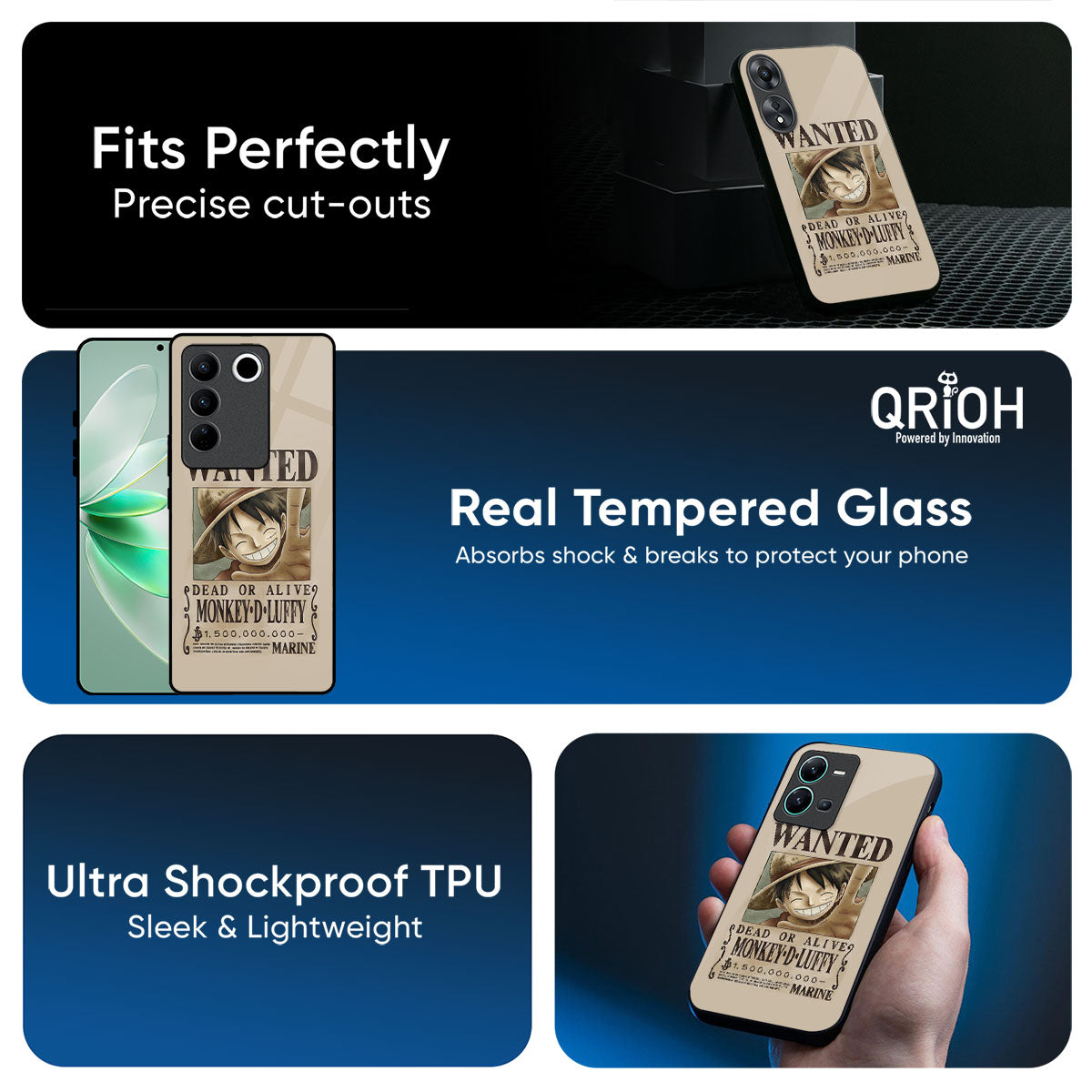 Luffy Wanted Glass Case for Vivo Y21 5G