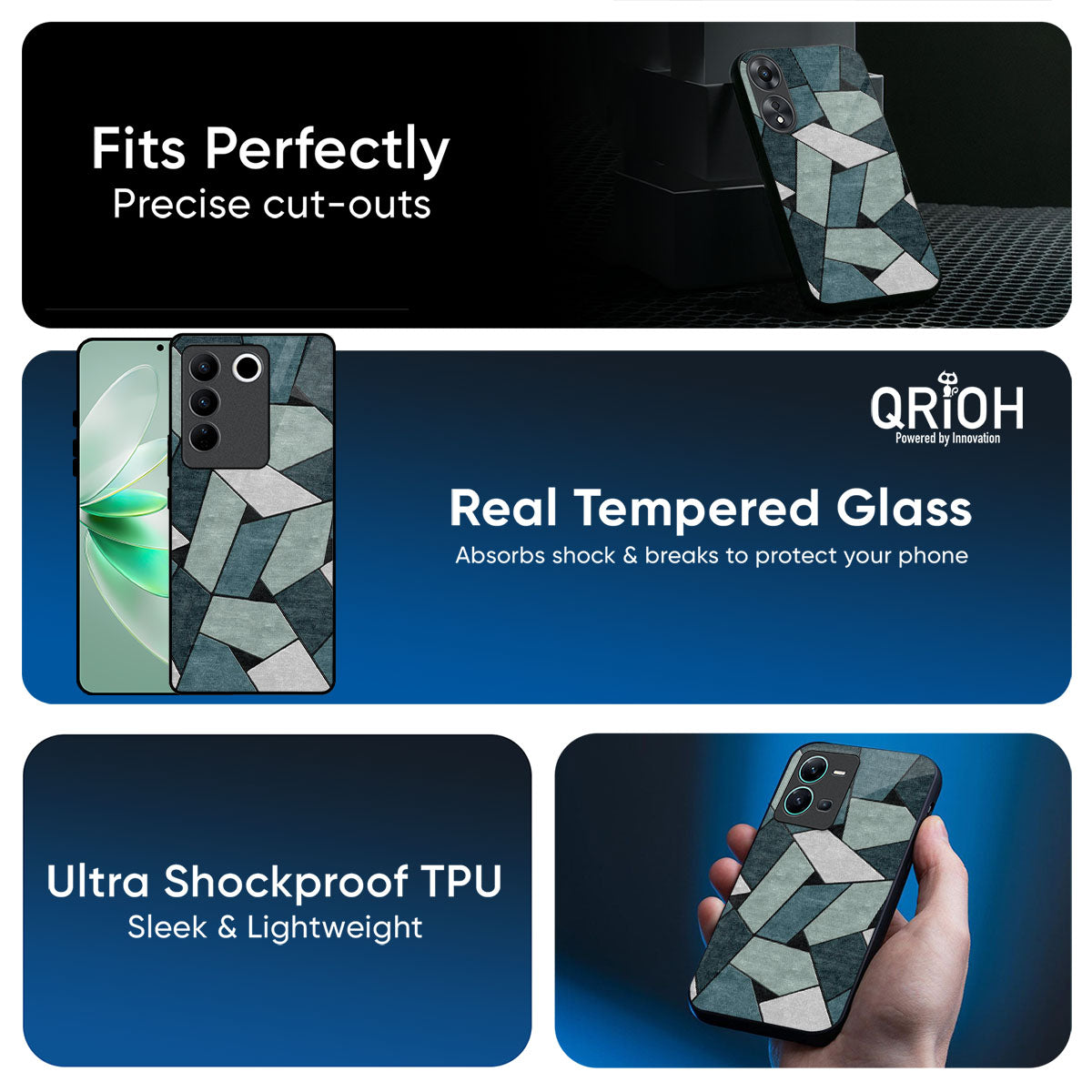 Abstact Tiles Glass Case for iQOO Neo 10R 5G