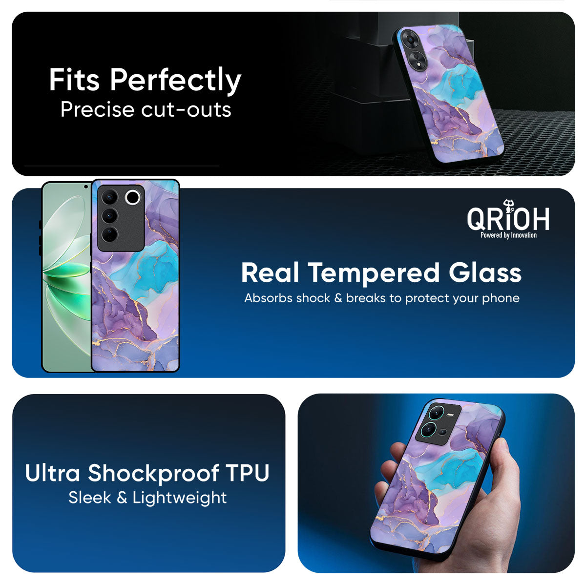 Alcohol ink Marble Glass Case for IQOO Z10R 5G