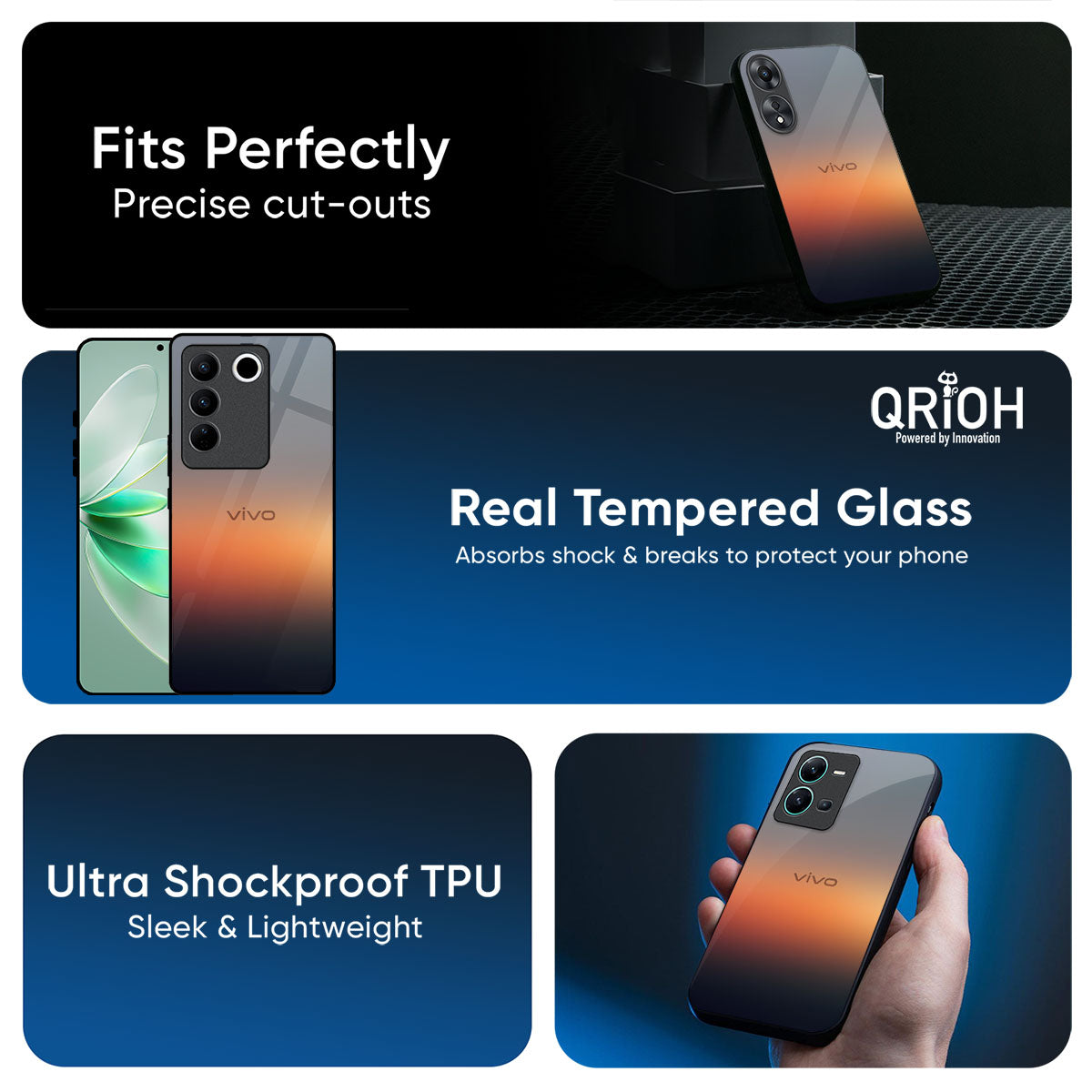 Aesthetic Orange Glass Case for Vivo V50e 5G