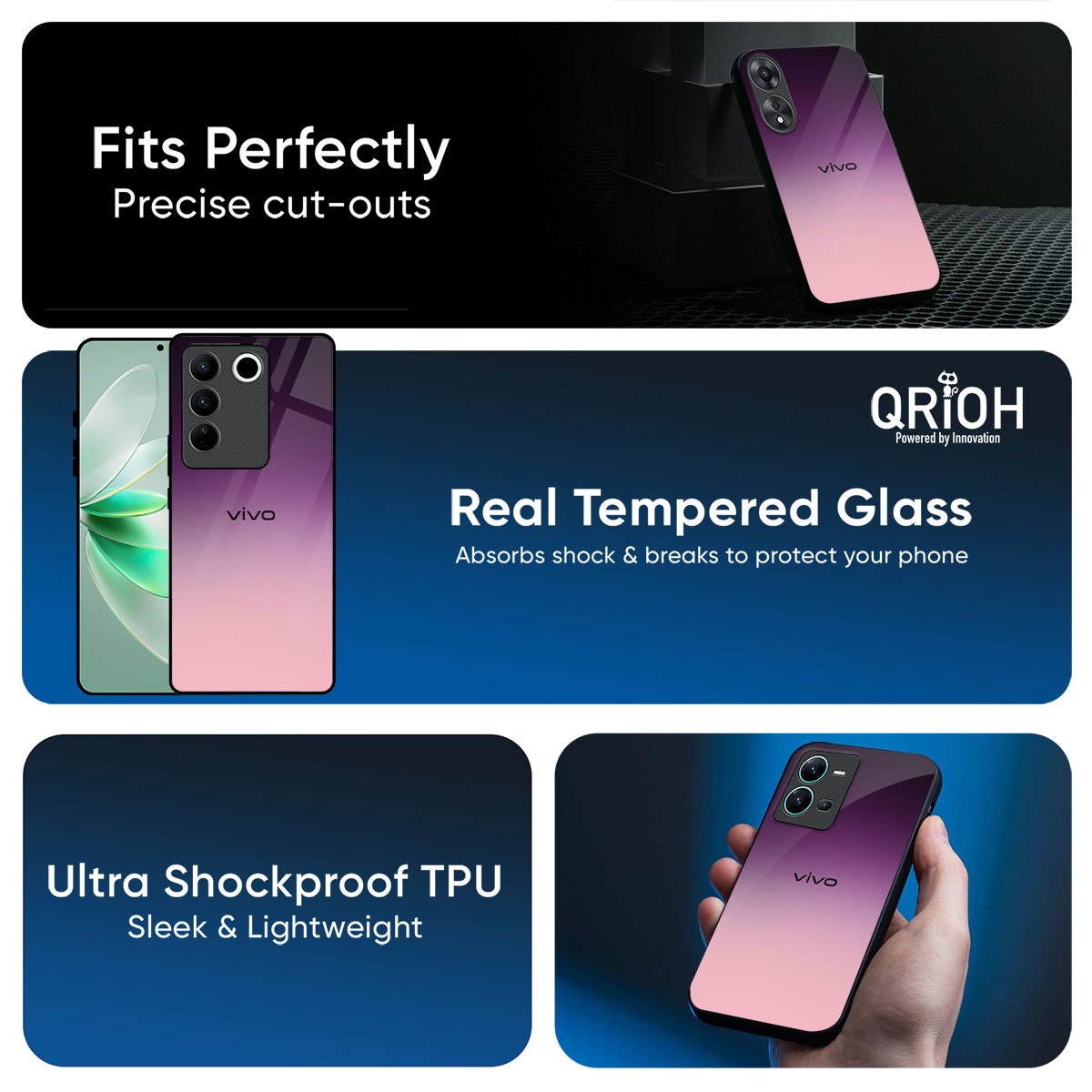 Purple Gradient Glass case for Vivo X300 FE 5G