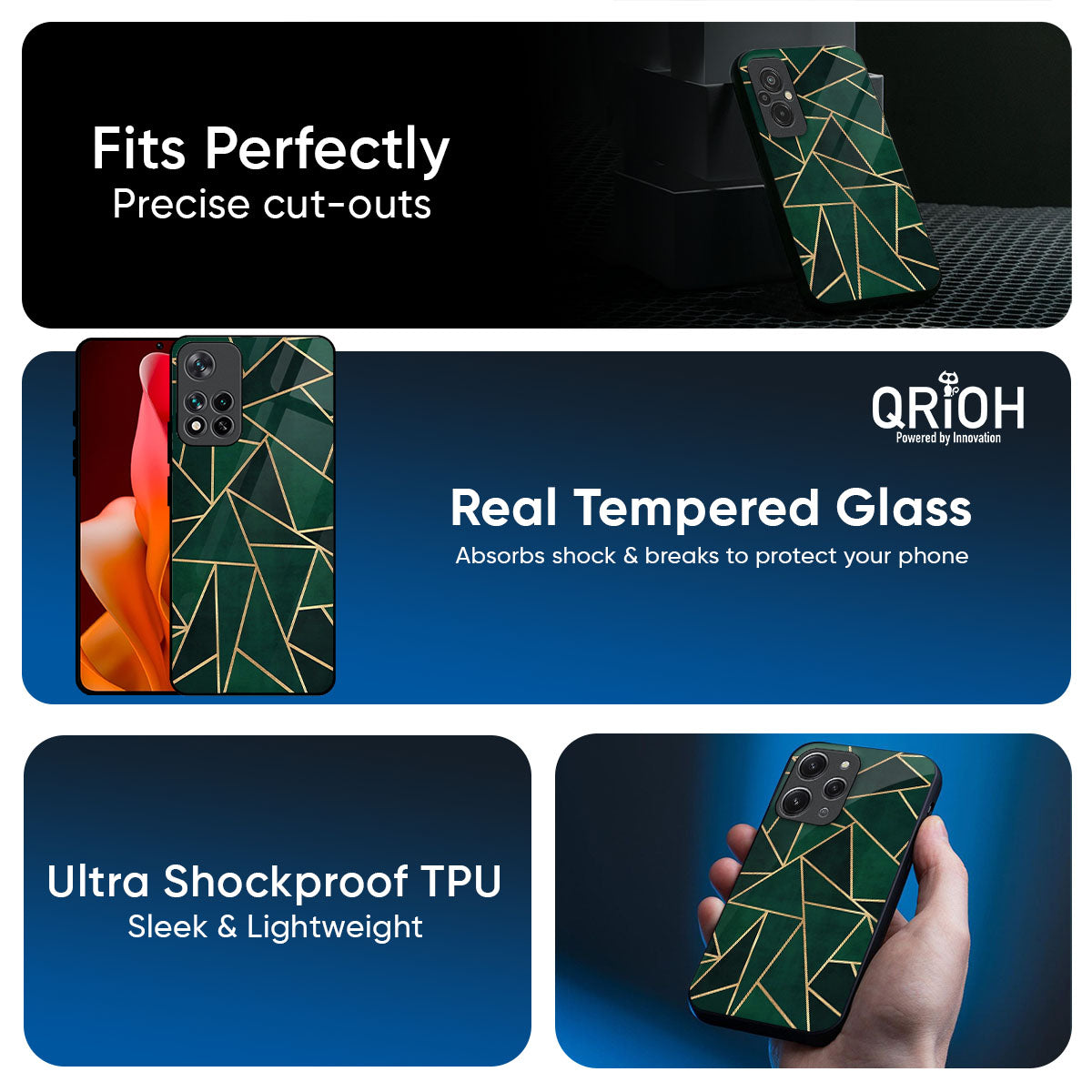 Abstract Green Glass Case For Mi 15 5G