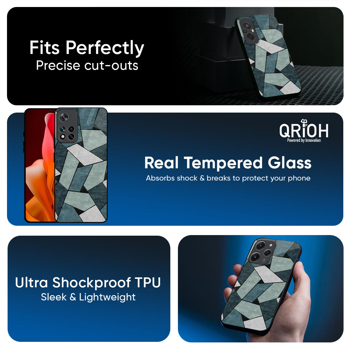 Abstact Tiles Glass Case for Mi 15 5G