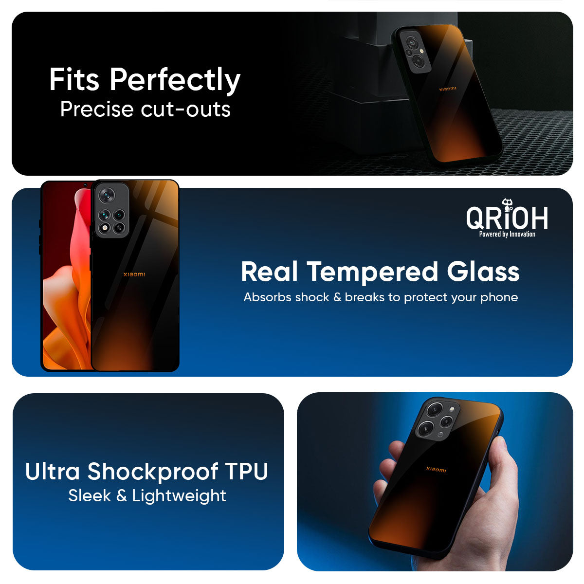 Orange Black Fusion Glass Case for Mi 14 Ultra 5G