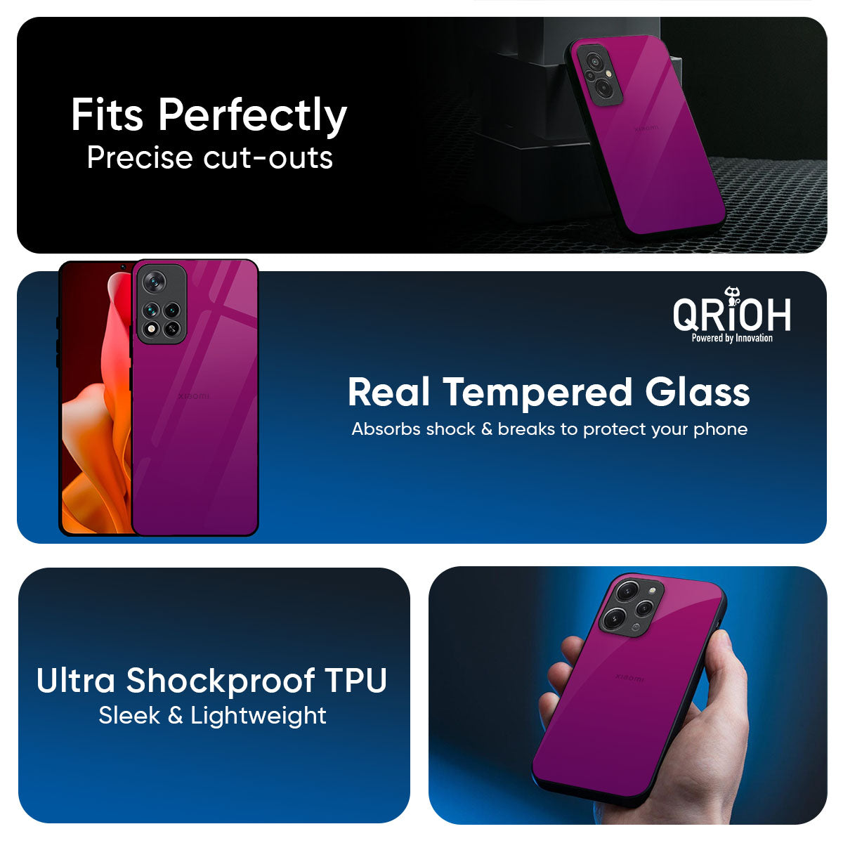 Magenta Gradient Glass Case For Redmi 15 5G