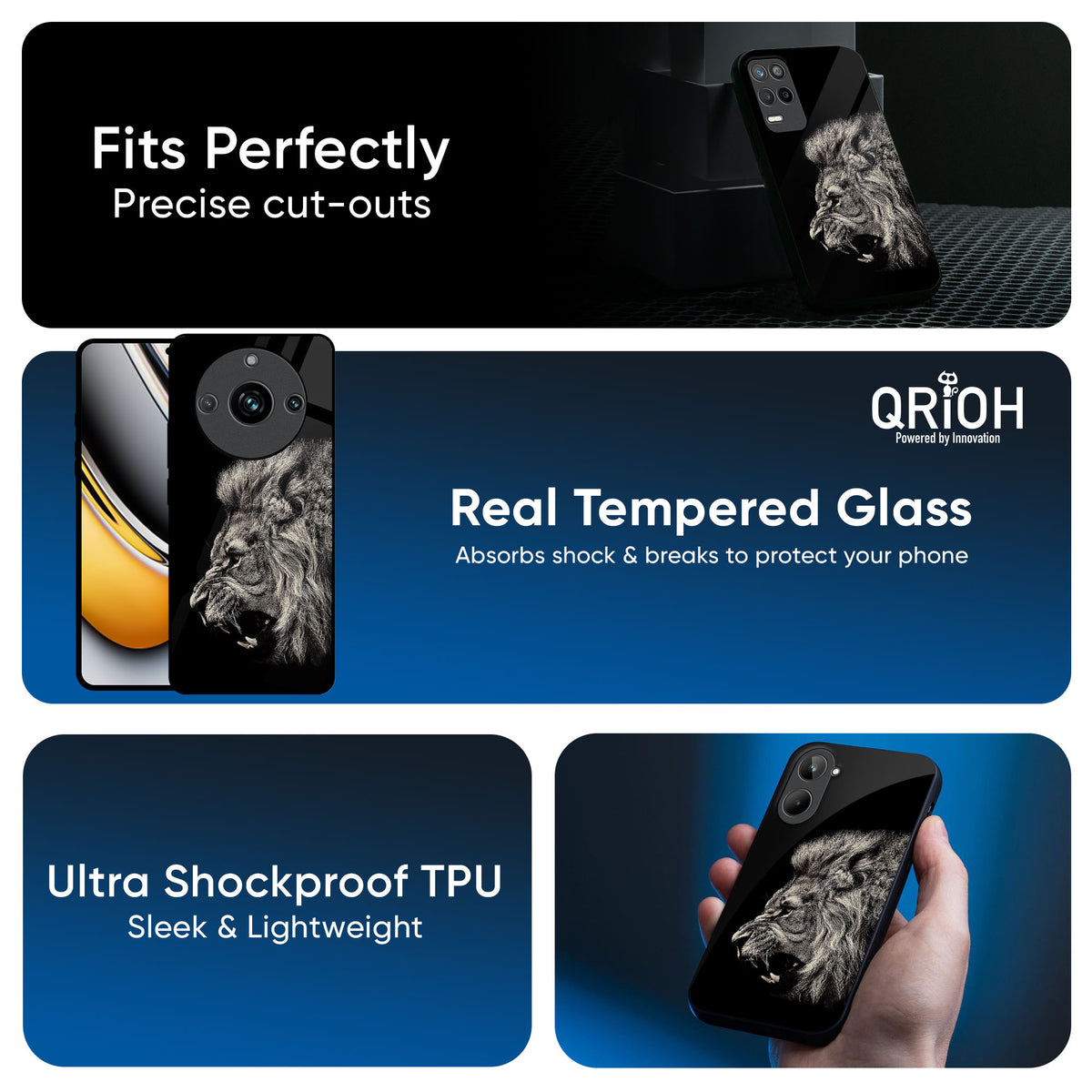 Brave Lion Glass Case for Realme 13 Plus 5G