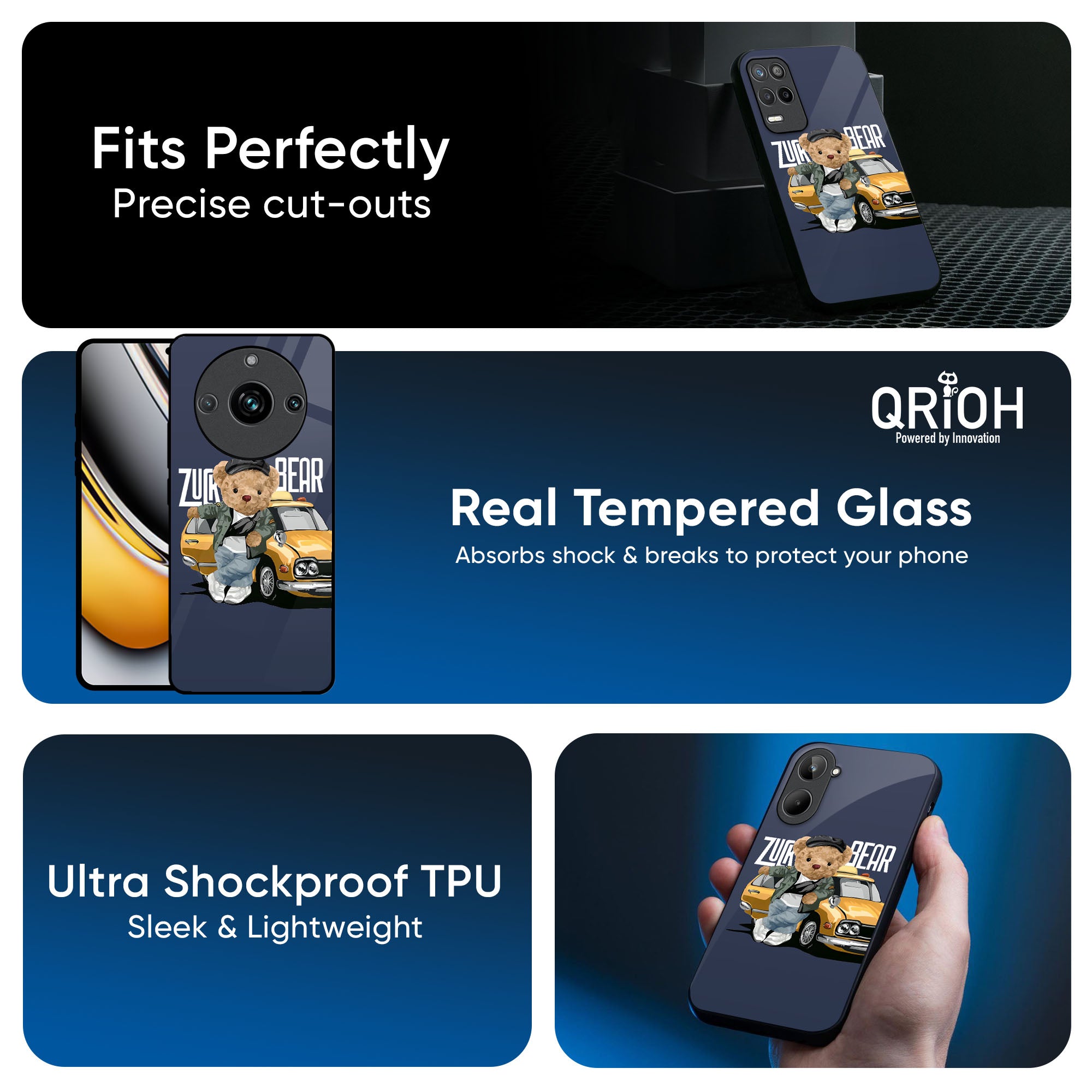 Adventurous Bear Glass Case for Realme 7