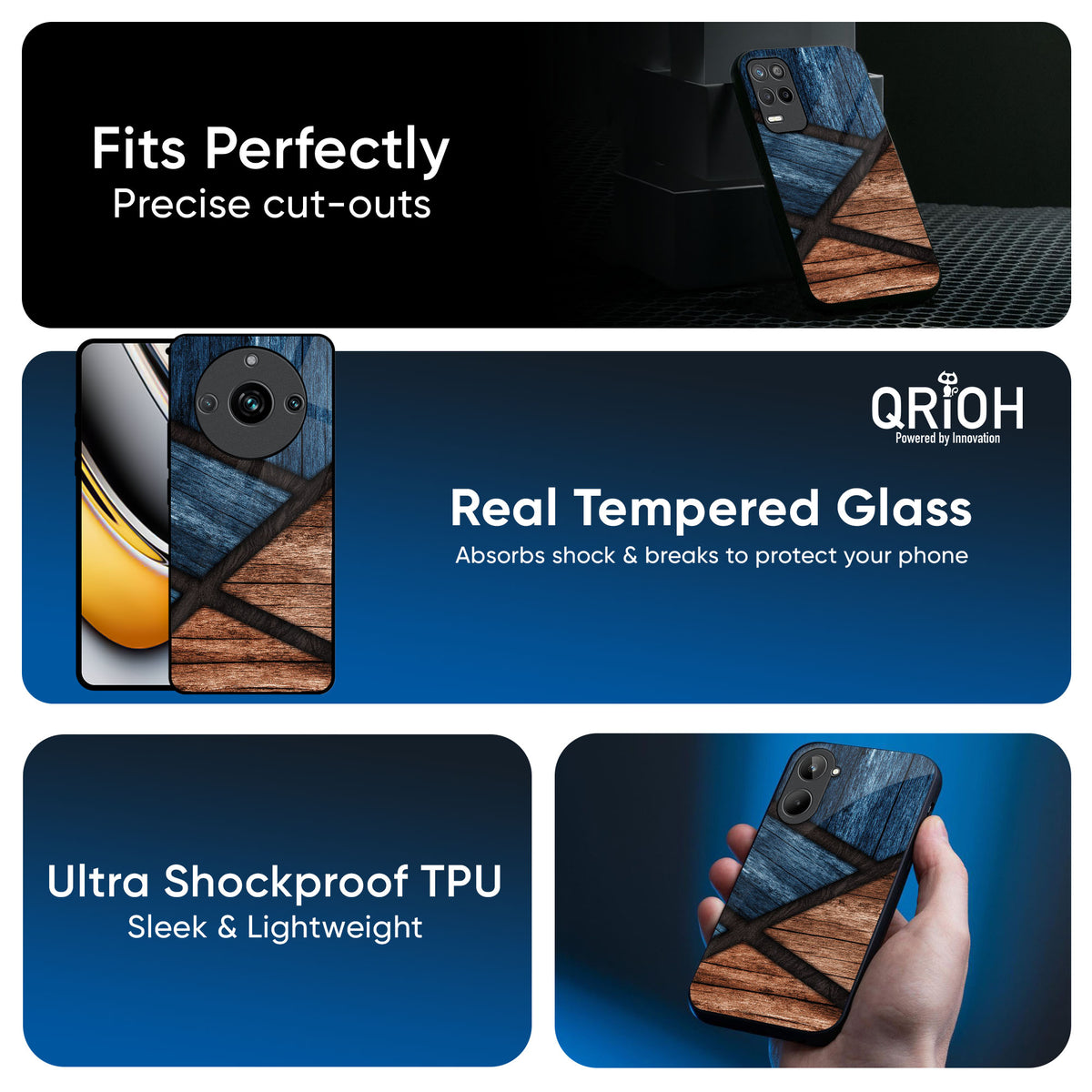 Wooden Tiles Glass Case for Realme 13 Pro Plus 5G