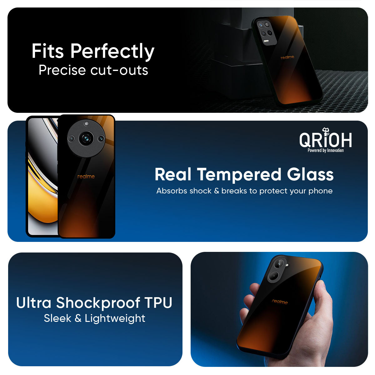 Orange Black Fusion Glass Case for Realme GT7 Pro