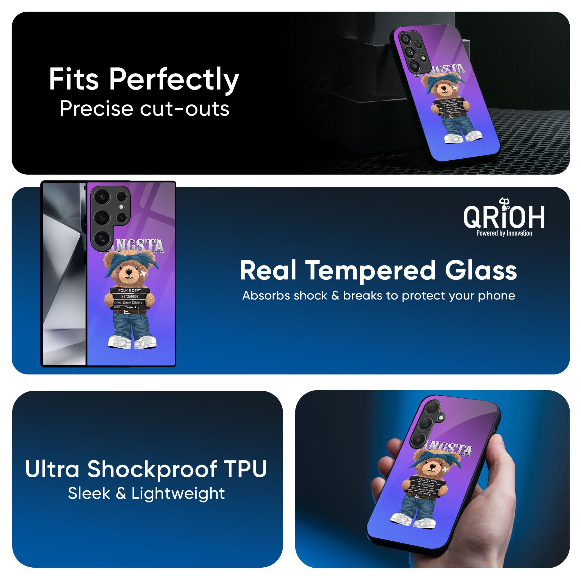Gangsta Bear Glass Case for Samsung Galaxy F41
