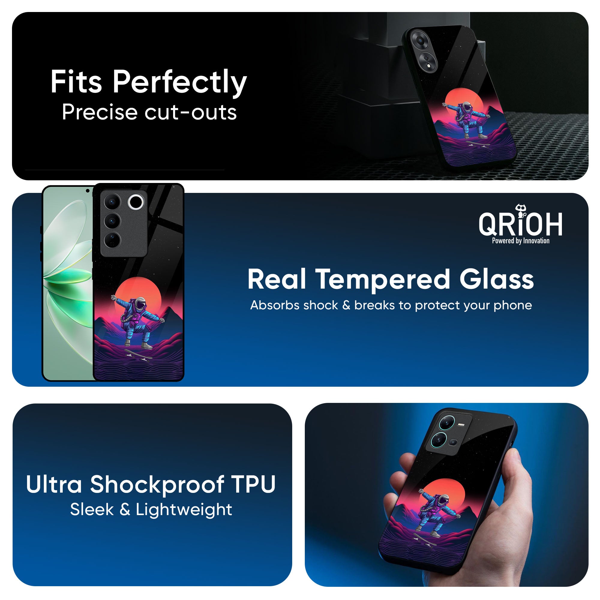 Retro Astronaut Glass Case for IQOO Z9s Pro 5G