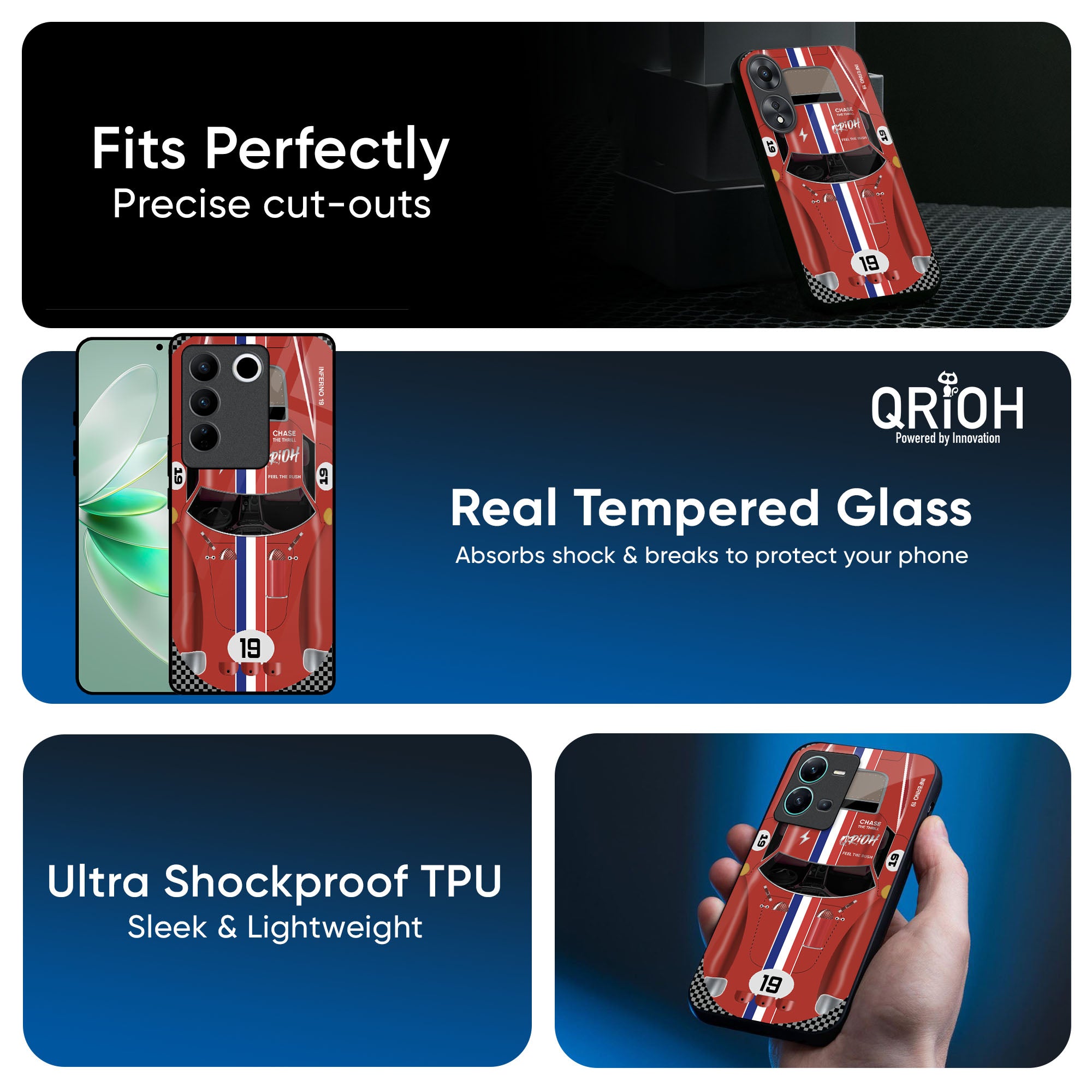 Racing Vintage Glass Case for Vivo X50 Pro