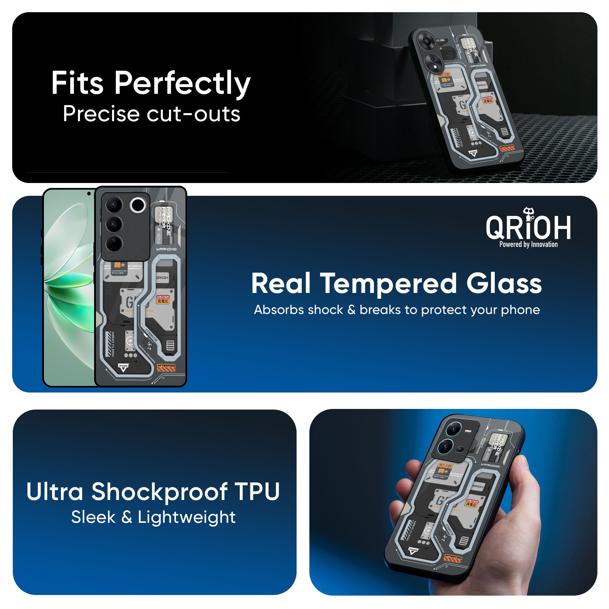 Retro Futuristic Glass Case for Vivo X50 Pro