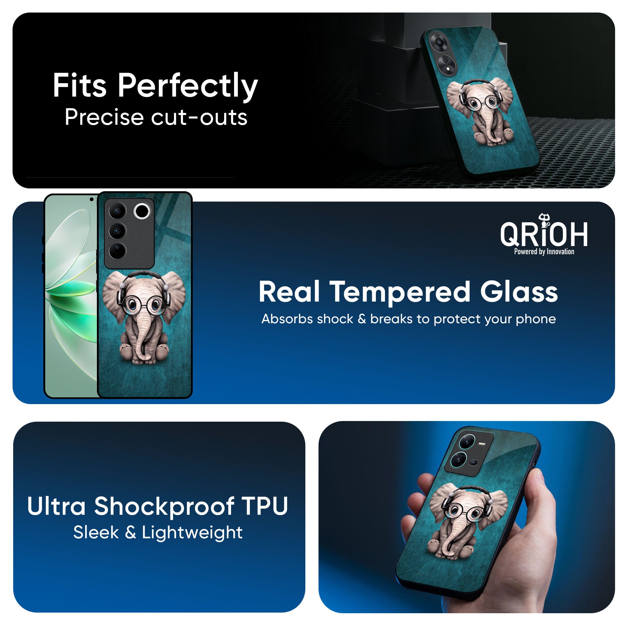 Adorable Baby Elephant Glass Case For IQOO 13 5G