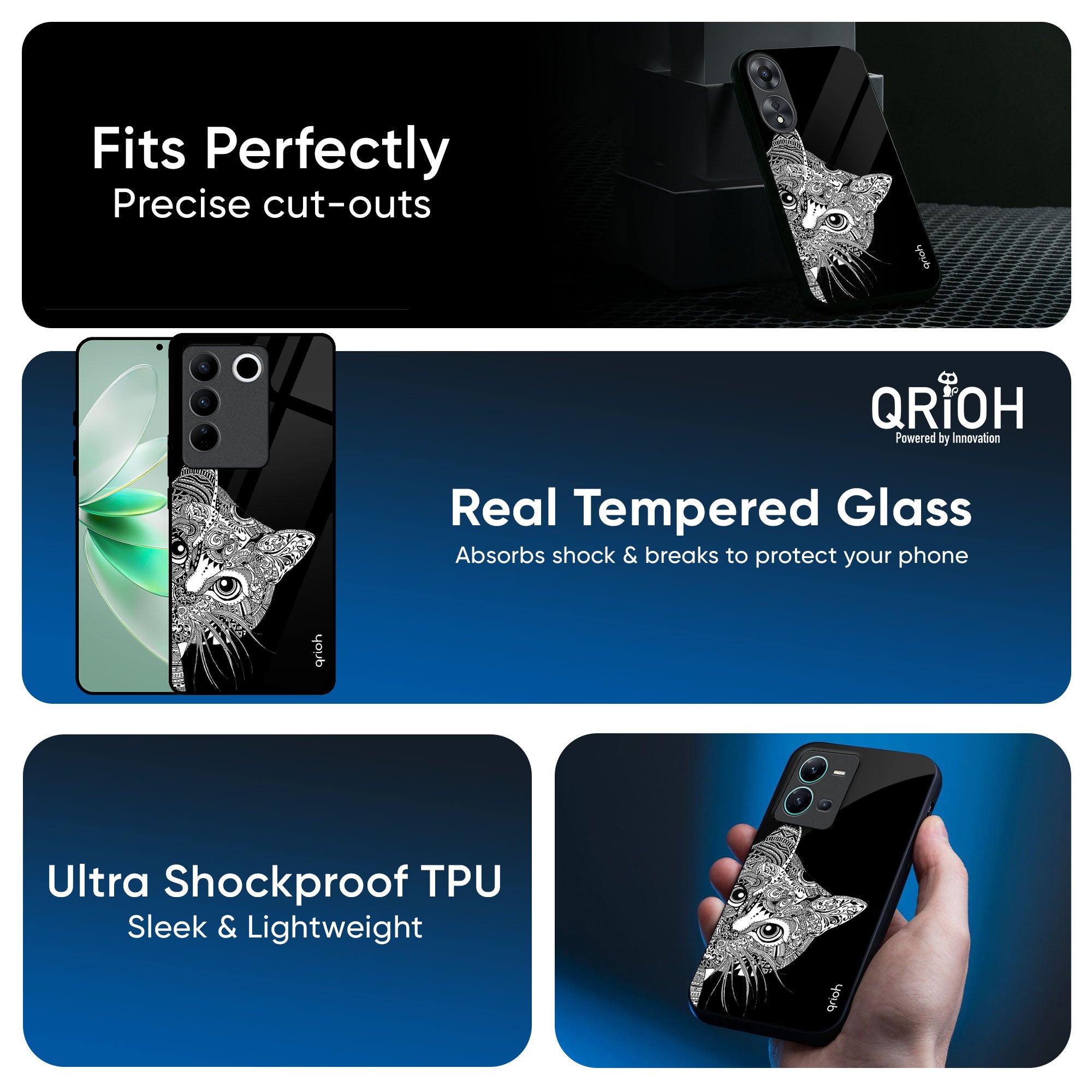 Kitten Mandala Glass Case for IQOO Z9s Pro 5G